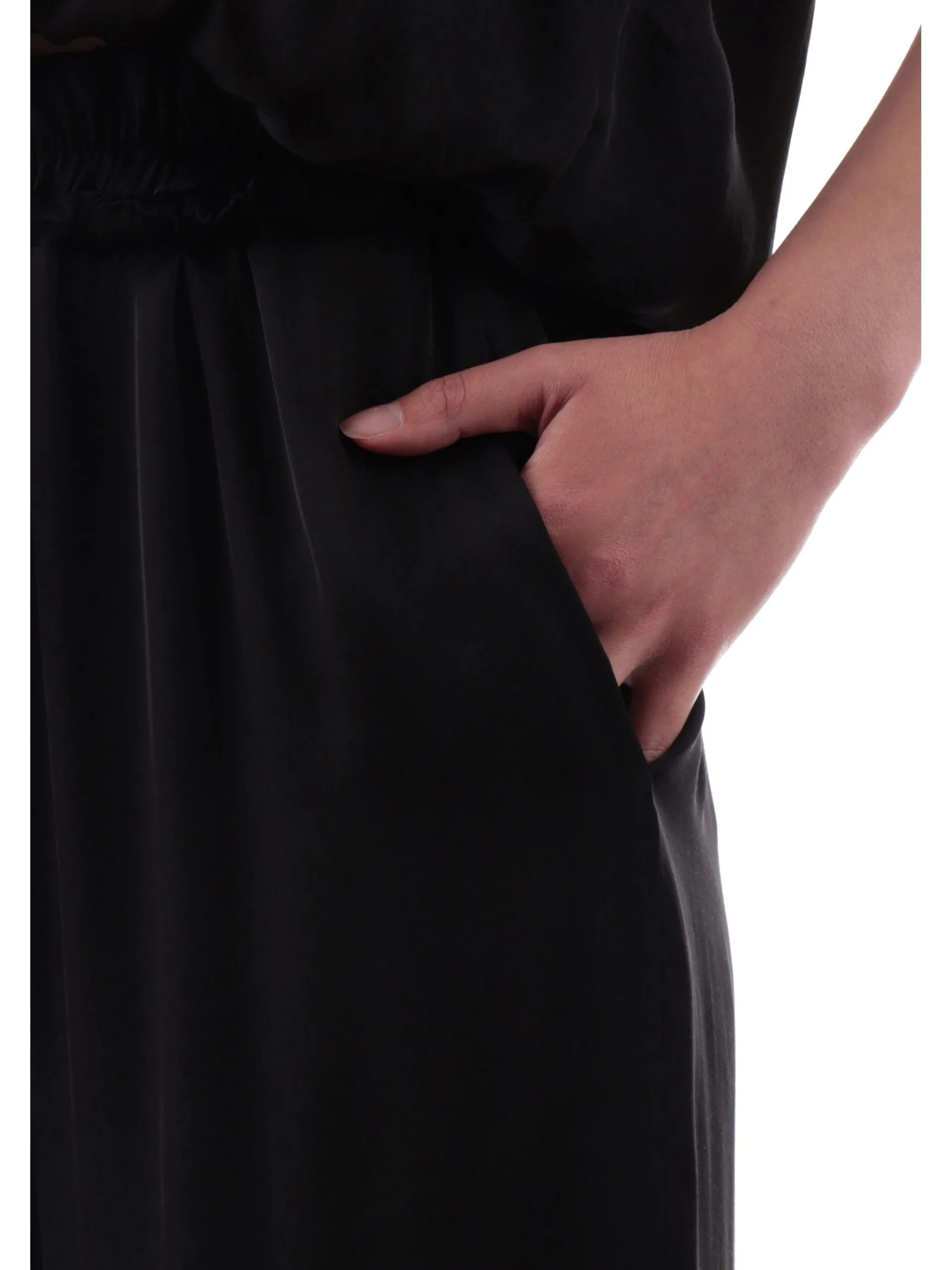MANILA GRACE Pantaloni*Pantaloni palazzo neri da donna doppia banda elastica P052VUMA