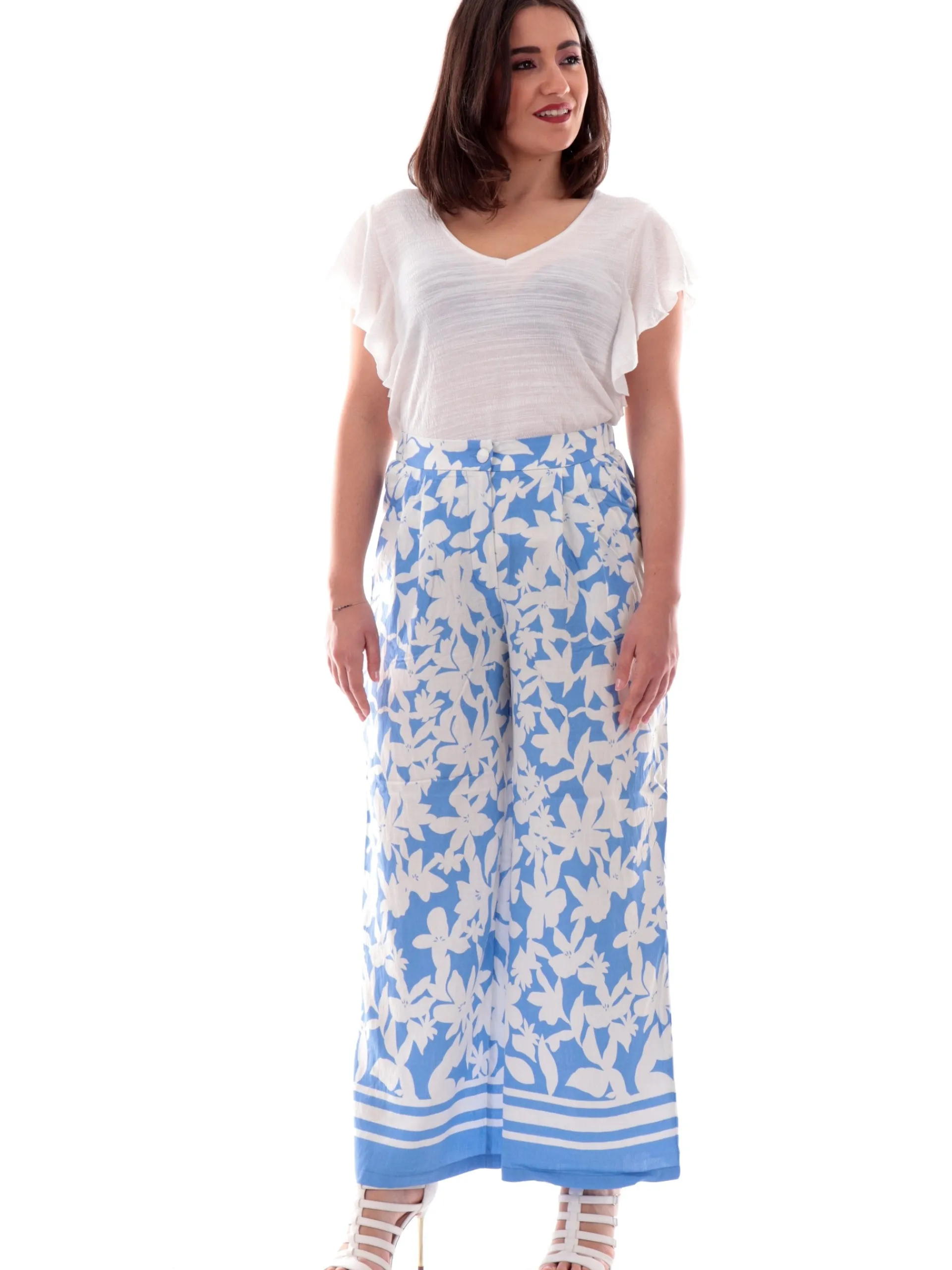 MOLLYBRACKEN Pantaloni*Pantaloni palazzo Molly Bracken blu da donna stampa floreale TL316DE