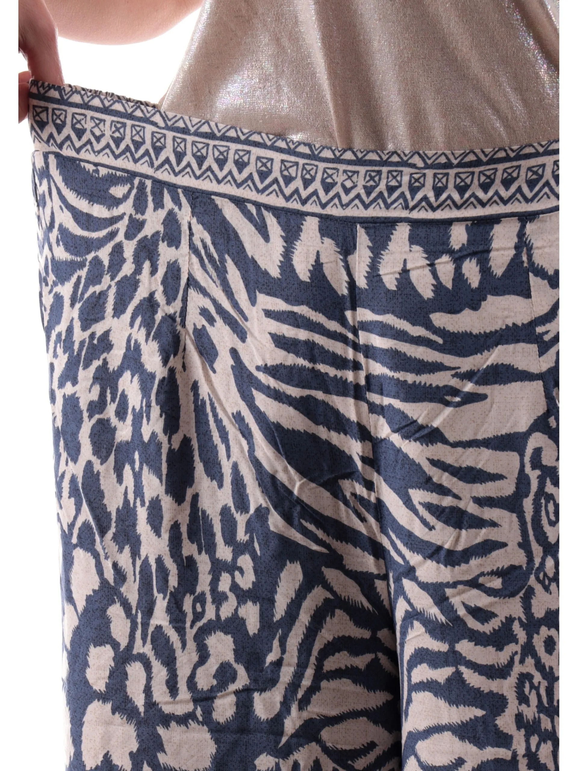 MOLLYBRACKEN Pantaloni*Pantaloni palazzo Molly Bracken blu da donna fantasia foulard N183DP