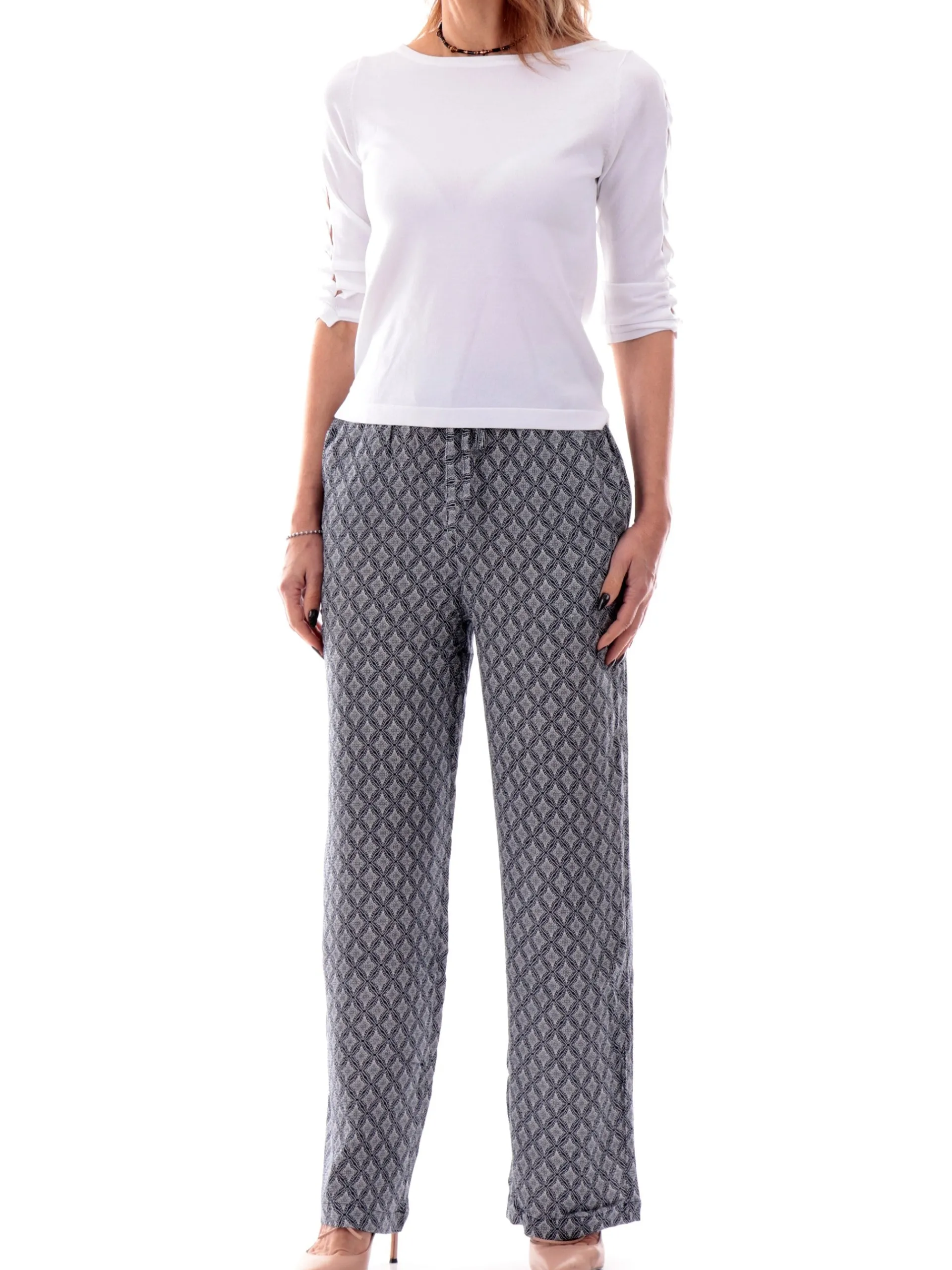 MOLLYBRACKEN Pantaloni*Pantaloni palazzo Molly Bracken blu fantasia foulard da donna LA1485DE