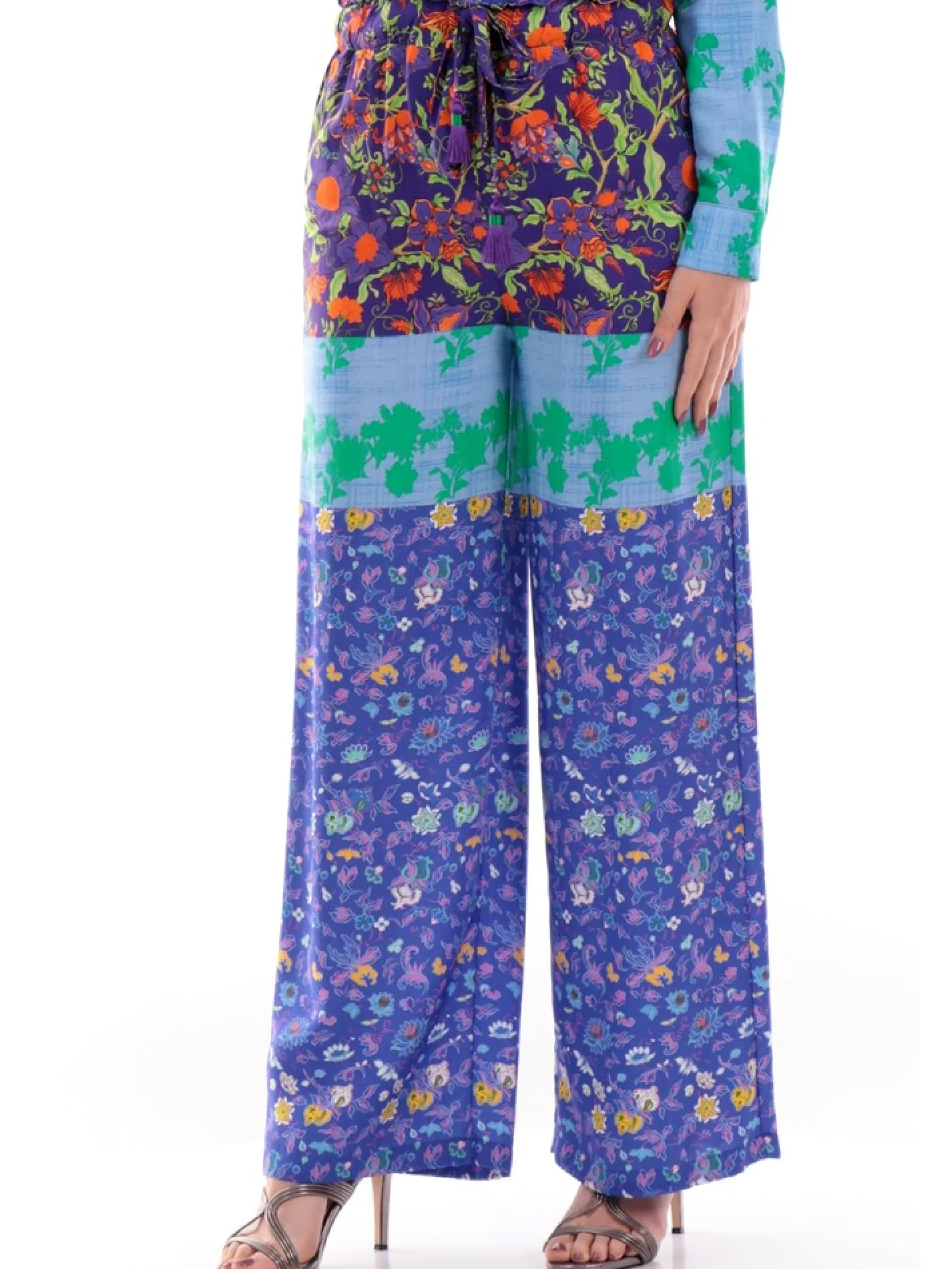 WUSIDE Pantaloni*Pantaloni palazzo Wu'Side viola da donna multifantasia 23701