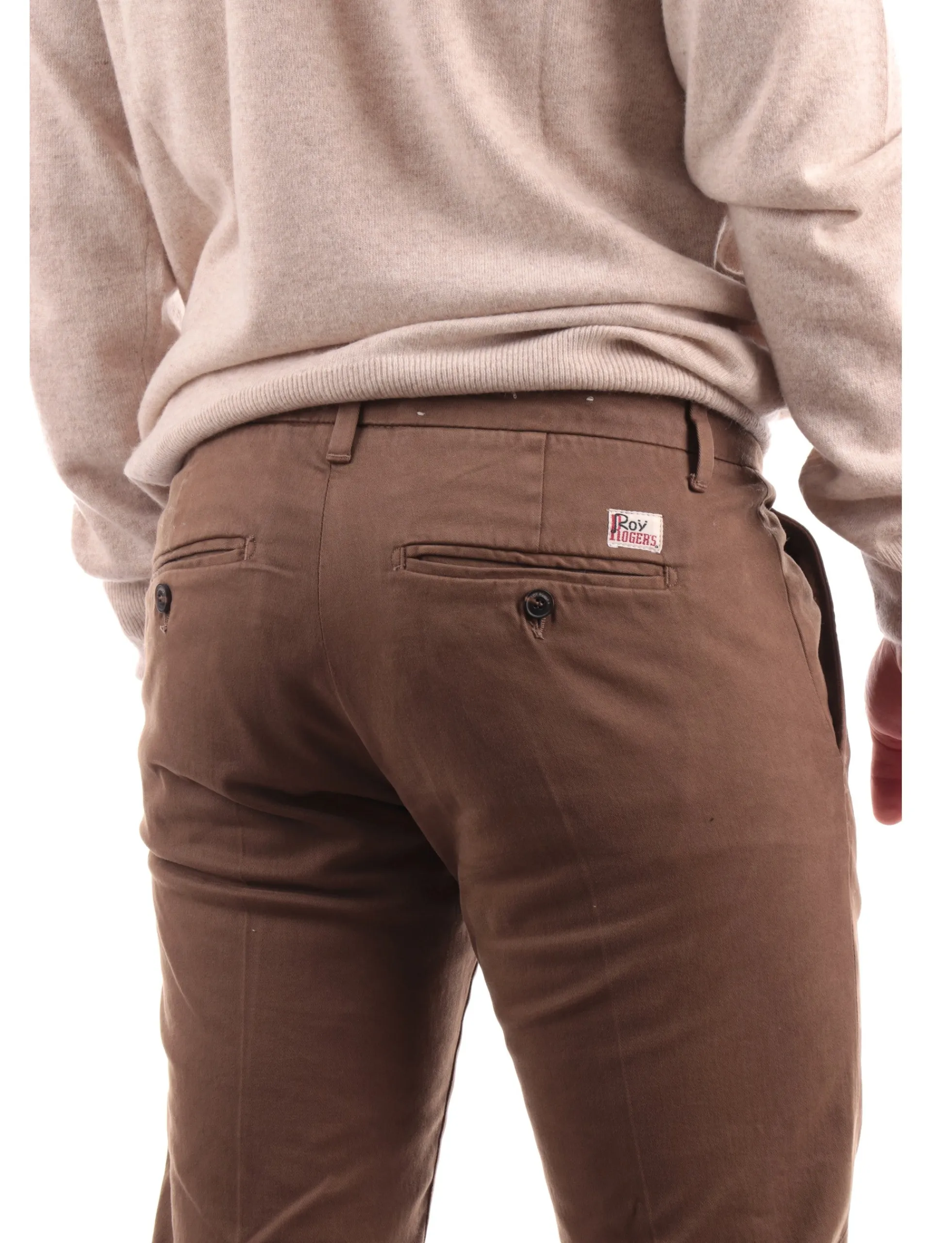 ROYROGERS Pantaloni*Pantaloni Roy Rogers marroni da Uomo Chino New Rolf Gabardine RU013C8700112