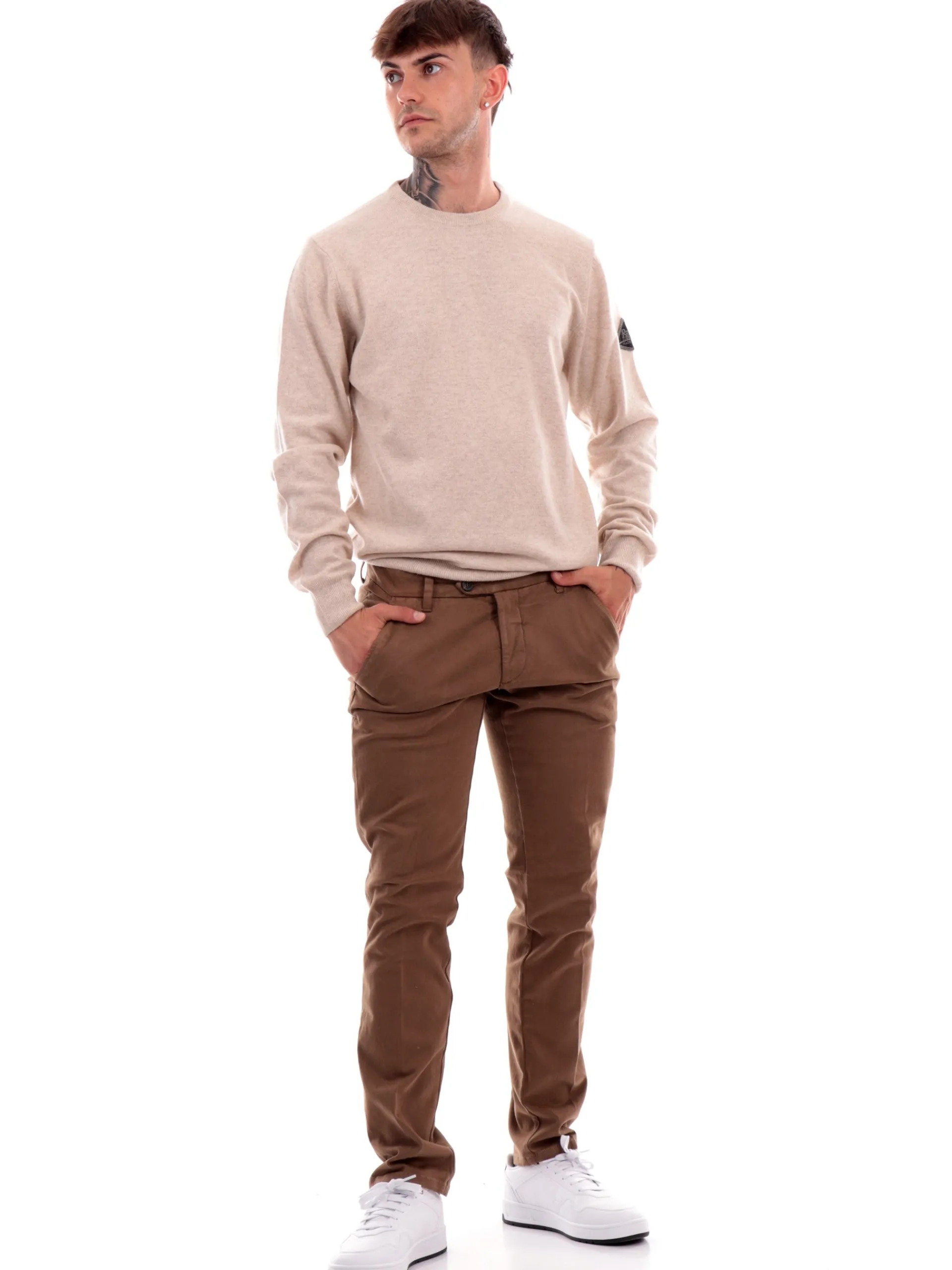 ROYROGERS Pantaloni*Pantaloni Roy Rogers marroni da Uomo Chino New Rolf Gabardine RU013C8700112