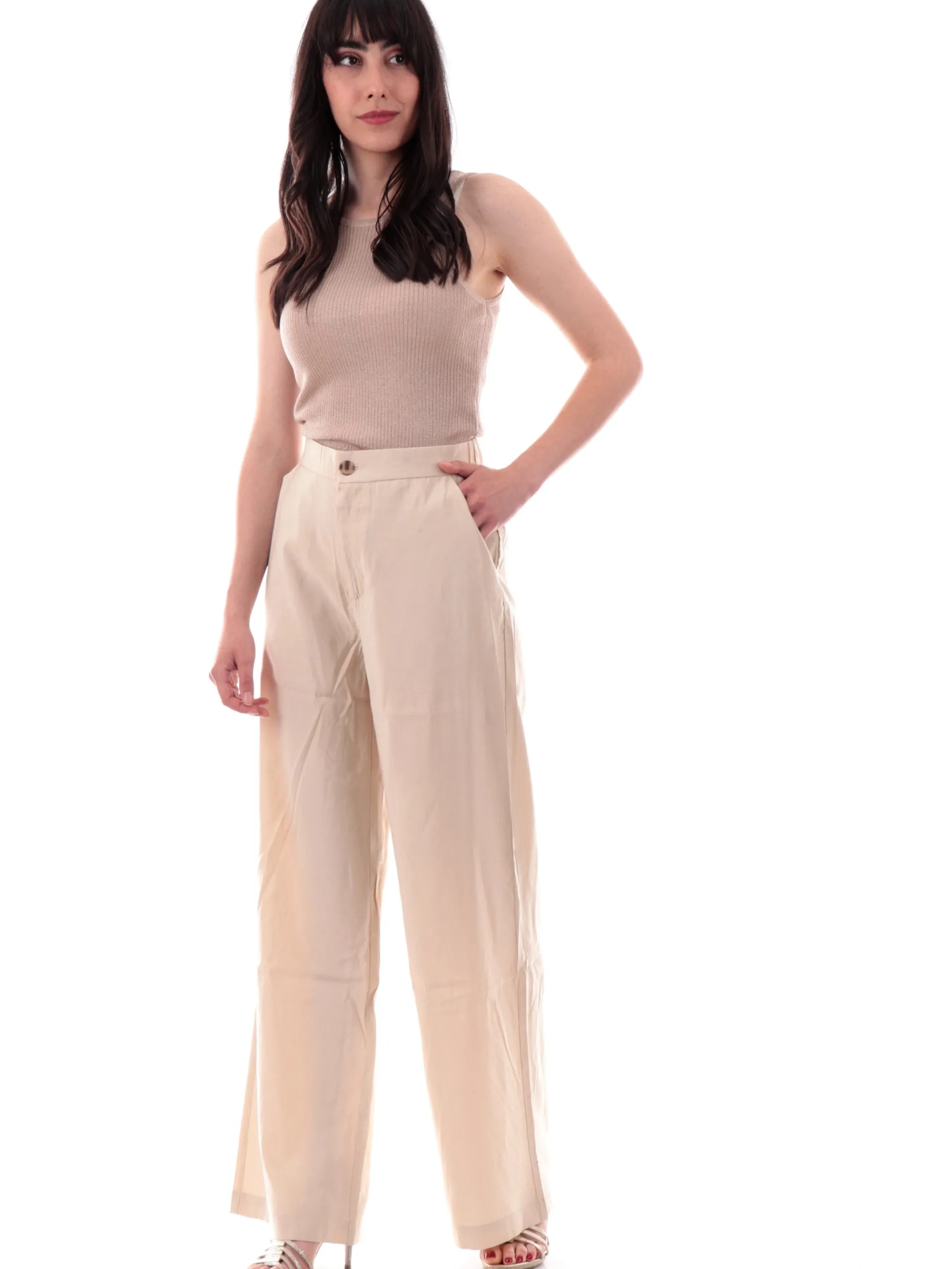 TIFFOSI Pantaloni*Pantaloni beige a palazzo da donna con elastico 10059796160