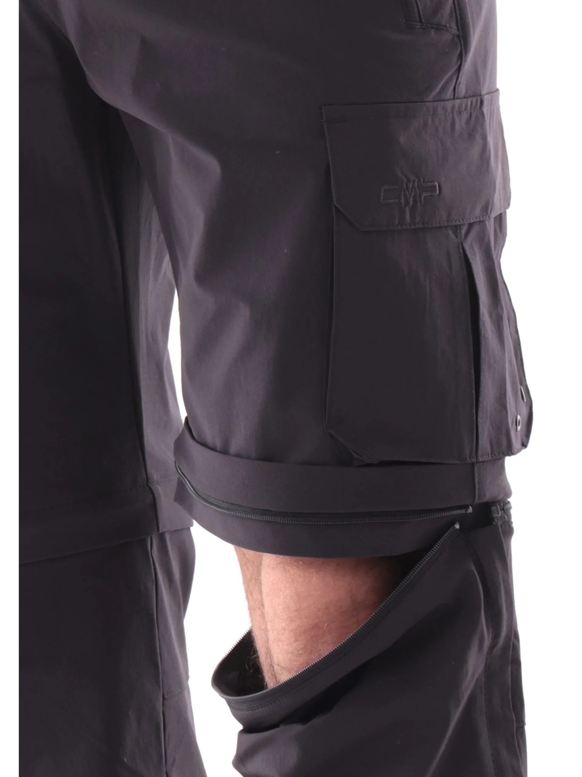 CMP Pantaloni*Pantaloni trekking neri da uomo con zip per trasformarlo in bermuda 35T5317