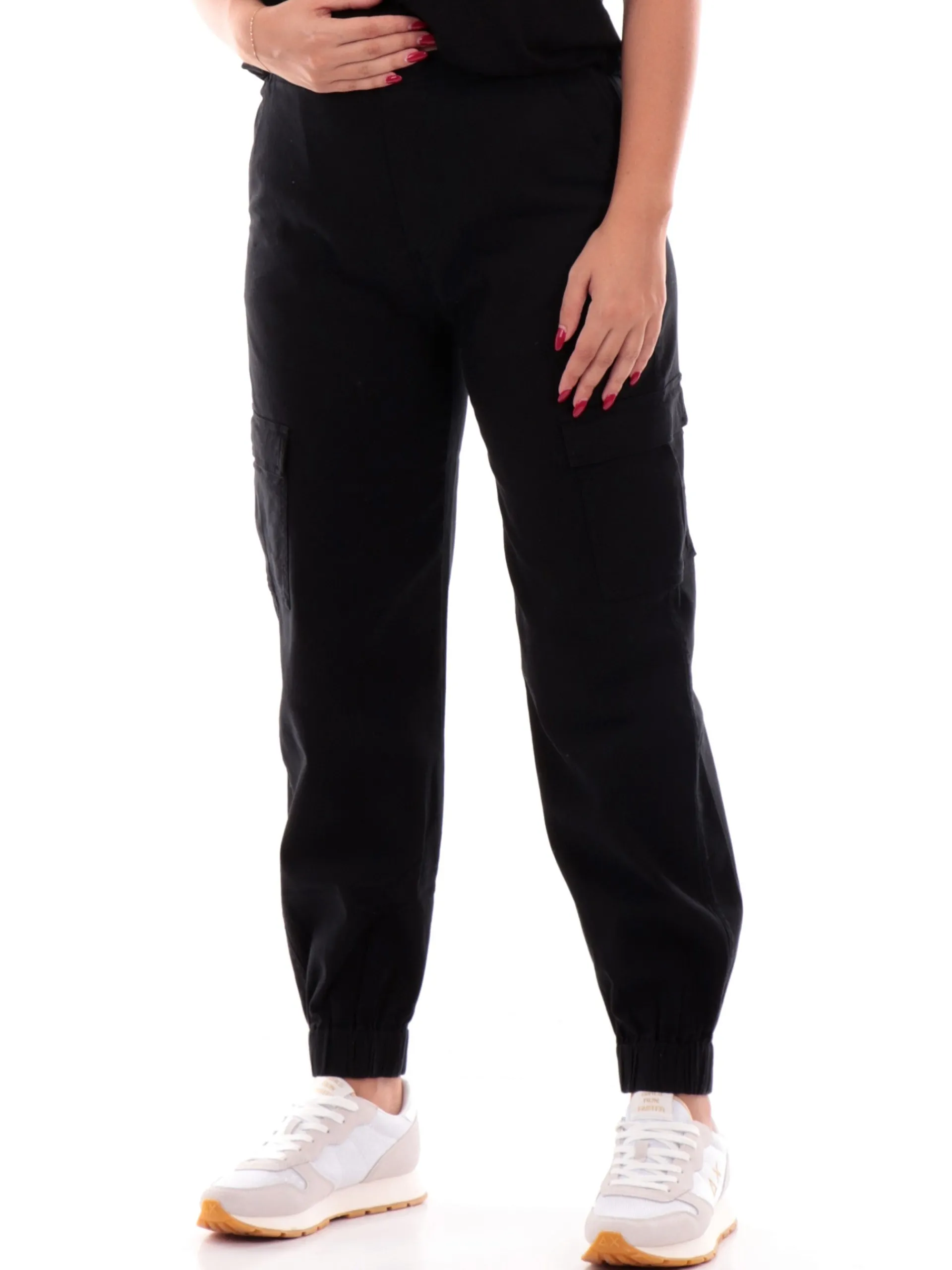DEHA Pantaloni*Pantaloni Tuta Cargo neri da Donna con tasconi A00615