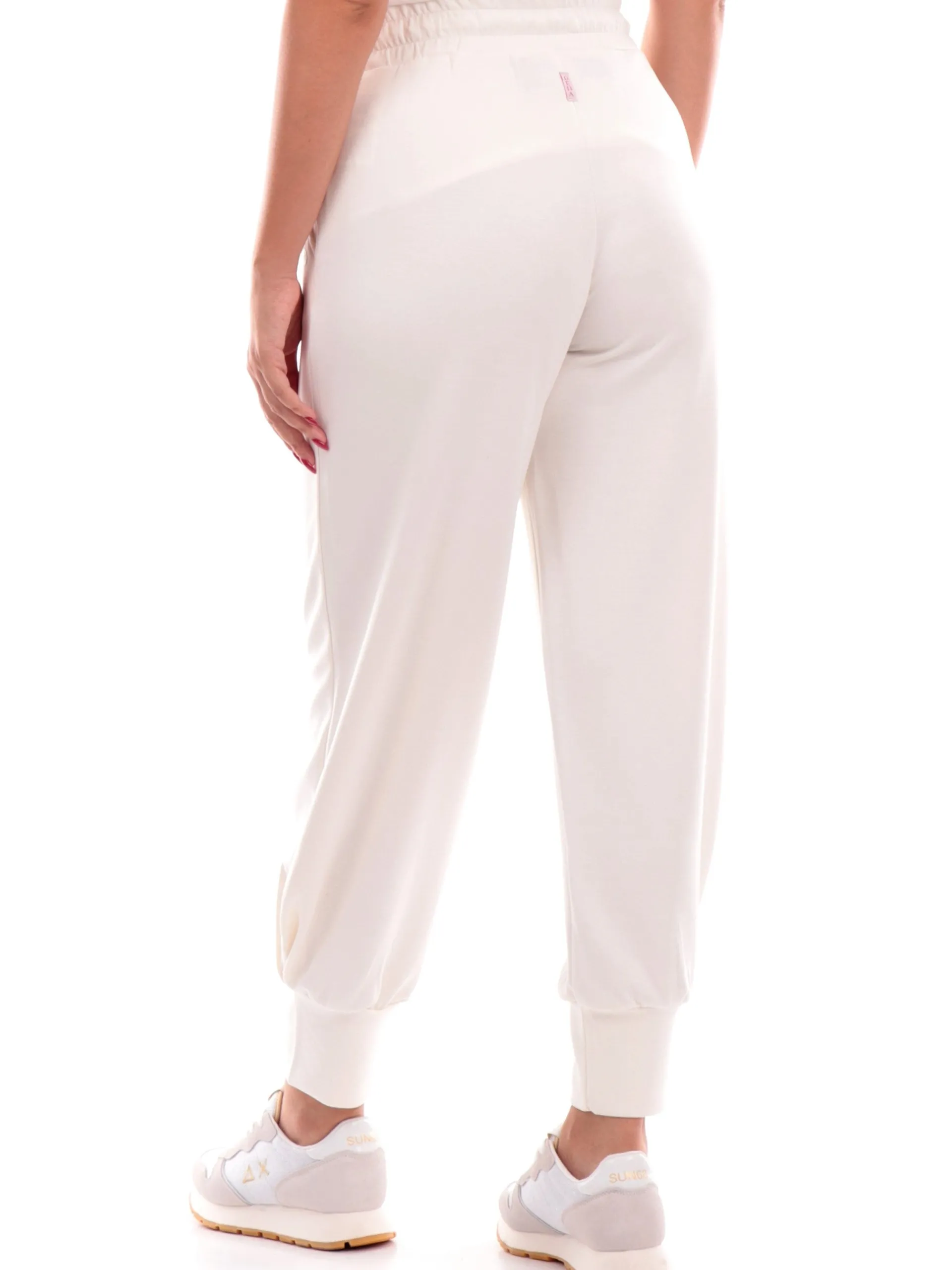 DEHA Pantaloni*Pantaloni Tuta bianchi da donna con polsini e tasche D12008
