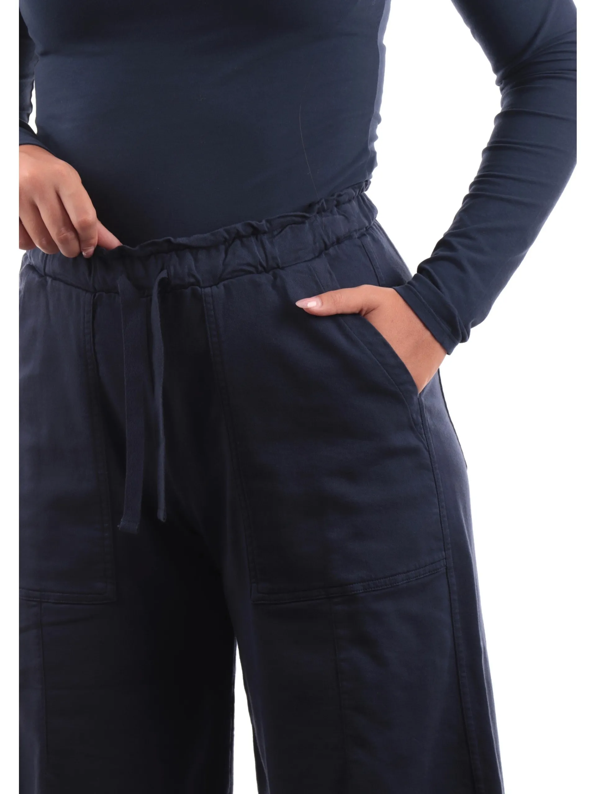 DEHA Pantaloni*Pantaloni tuta blu da donna con tasconi Gabardina D12465
