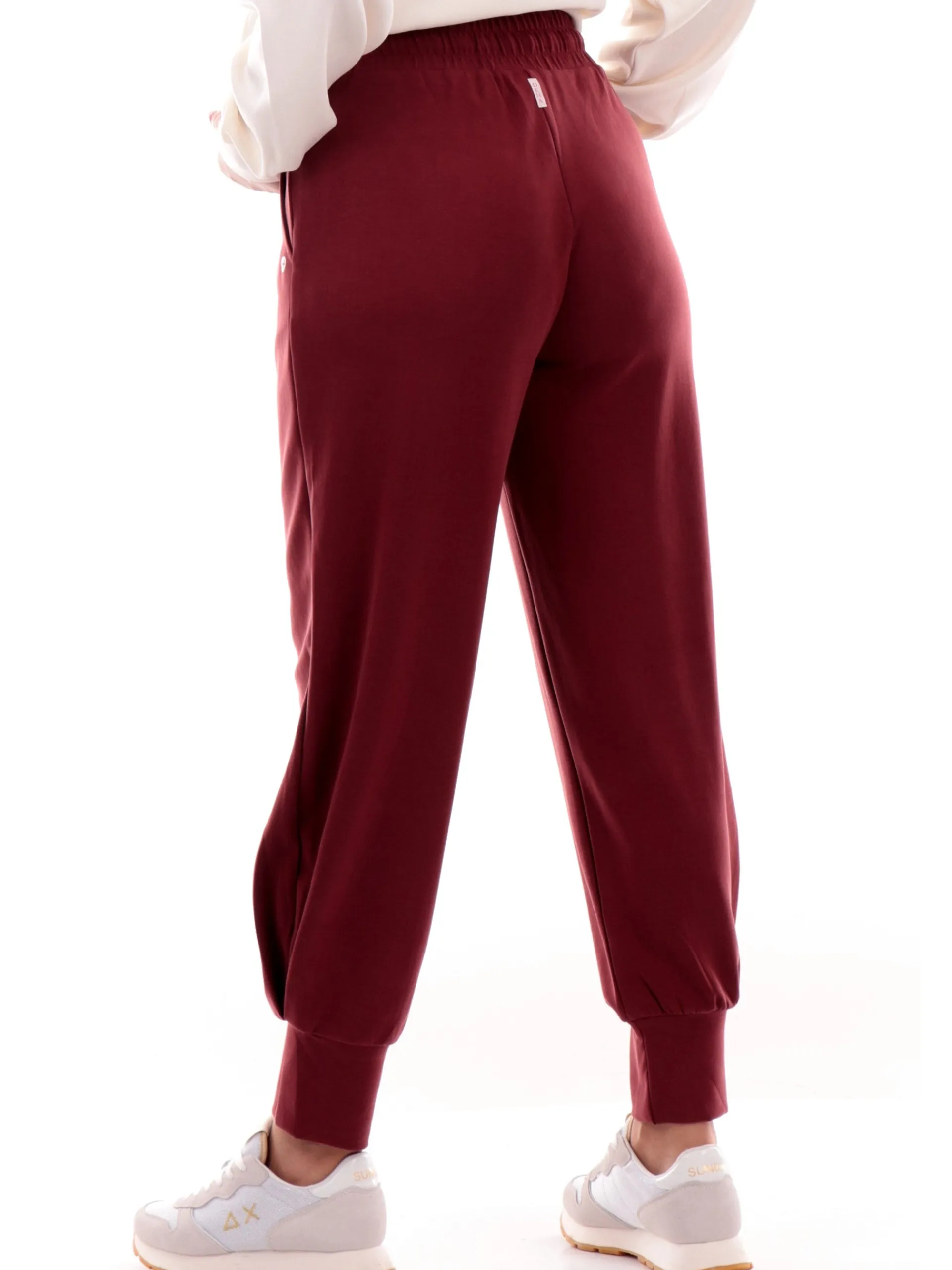 DEHA Pantaloni*Pantaloni Tuta bordeaux da donna con polsini e tasche D12008