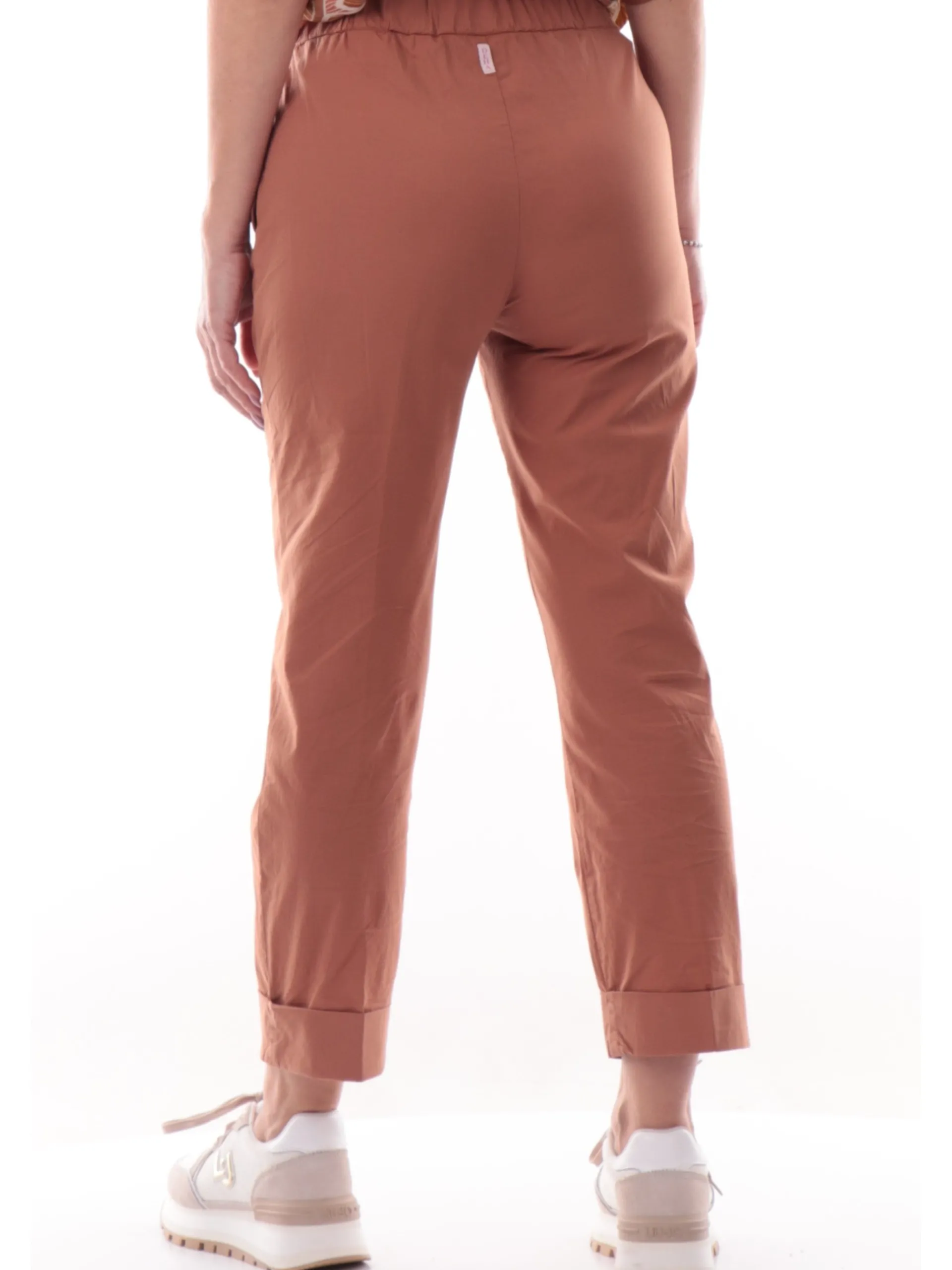 DEHA Pantaloni*Pantaloni tuta marroni da donna con risvolto Popeline D22488