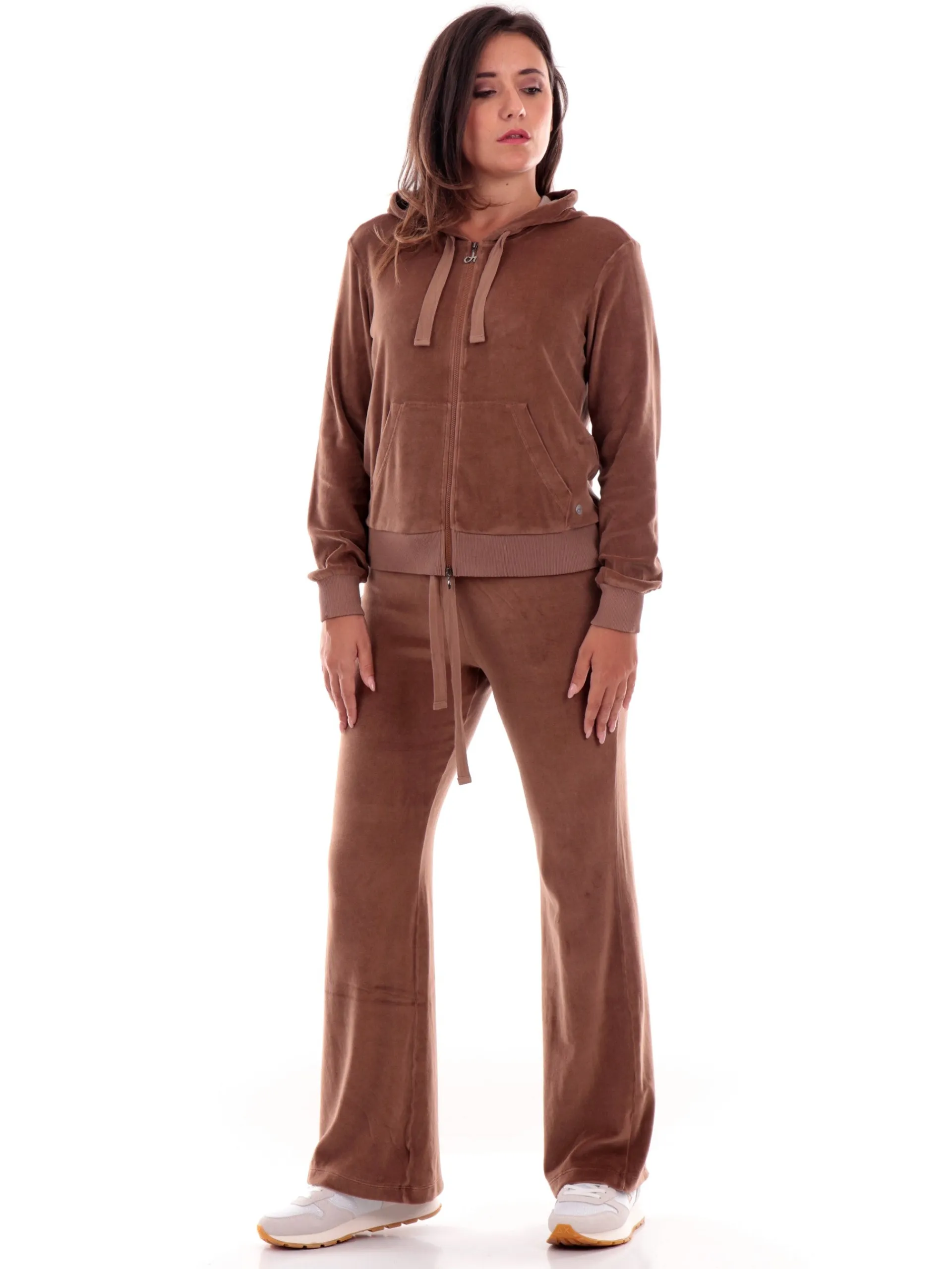 DEHA Pantaloni*Pantaloni tuta marroni da donna in ciniglia A00515