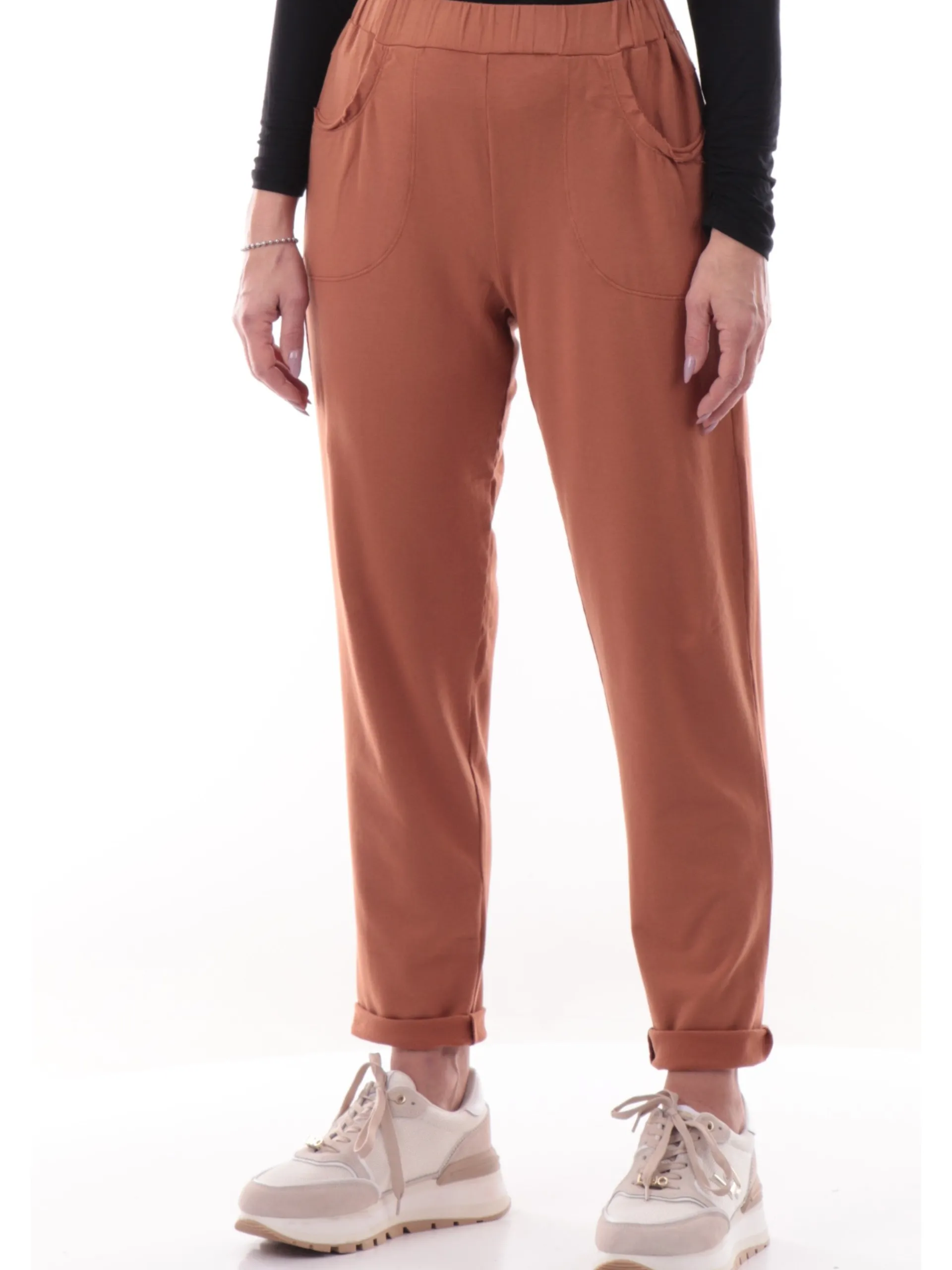 DEHA Pantaloni*Pantaloni tuta marroni da donna in felpa A00557