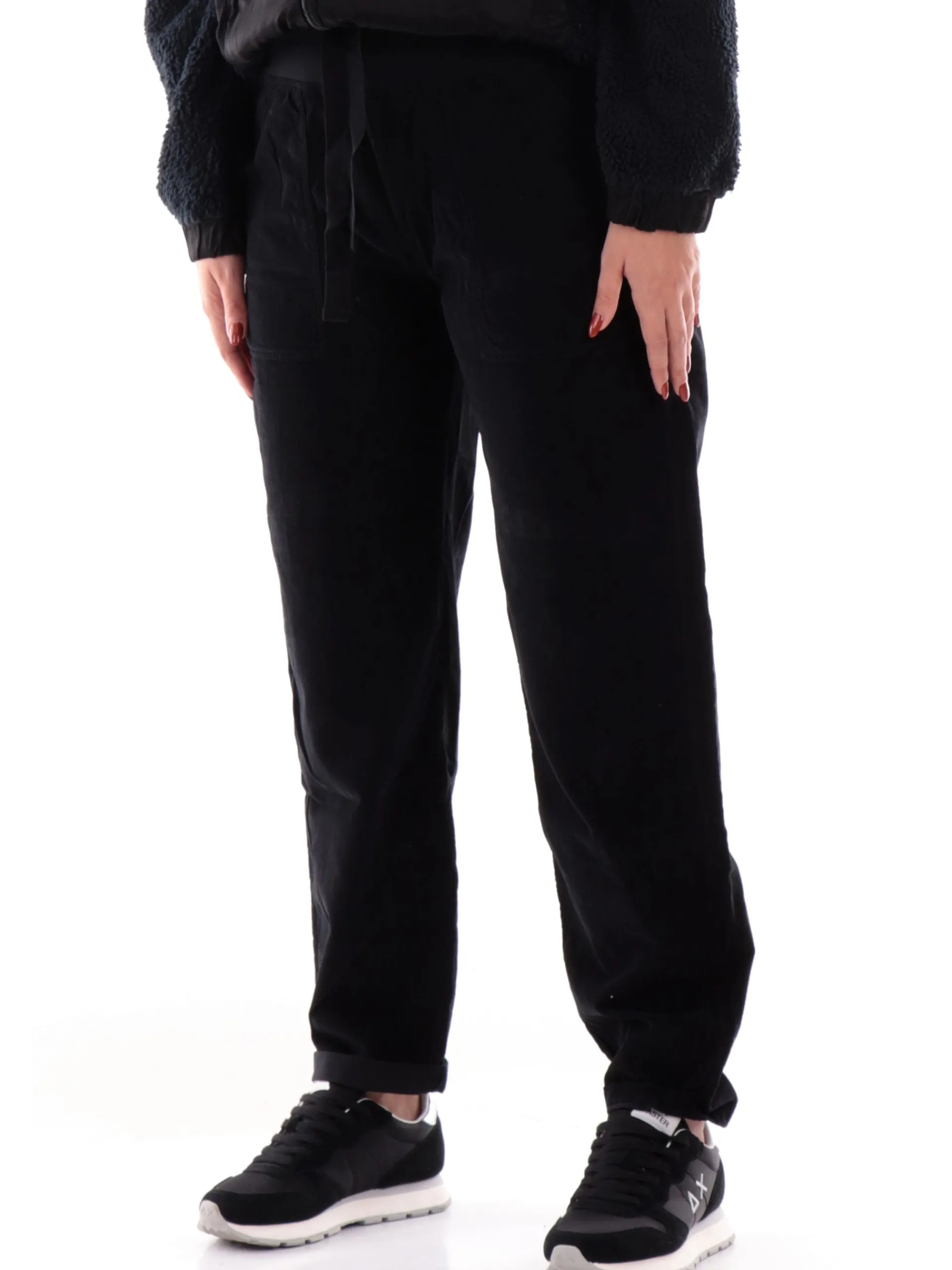 DEHA Pantaloni*Pantaloni tuta neri da donna in velluto A00585