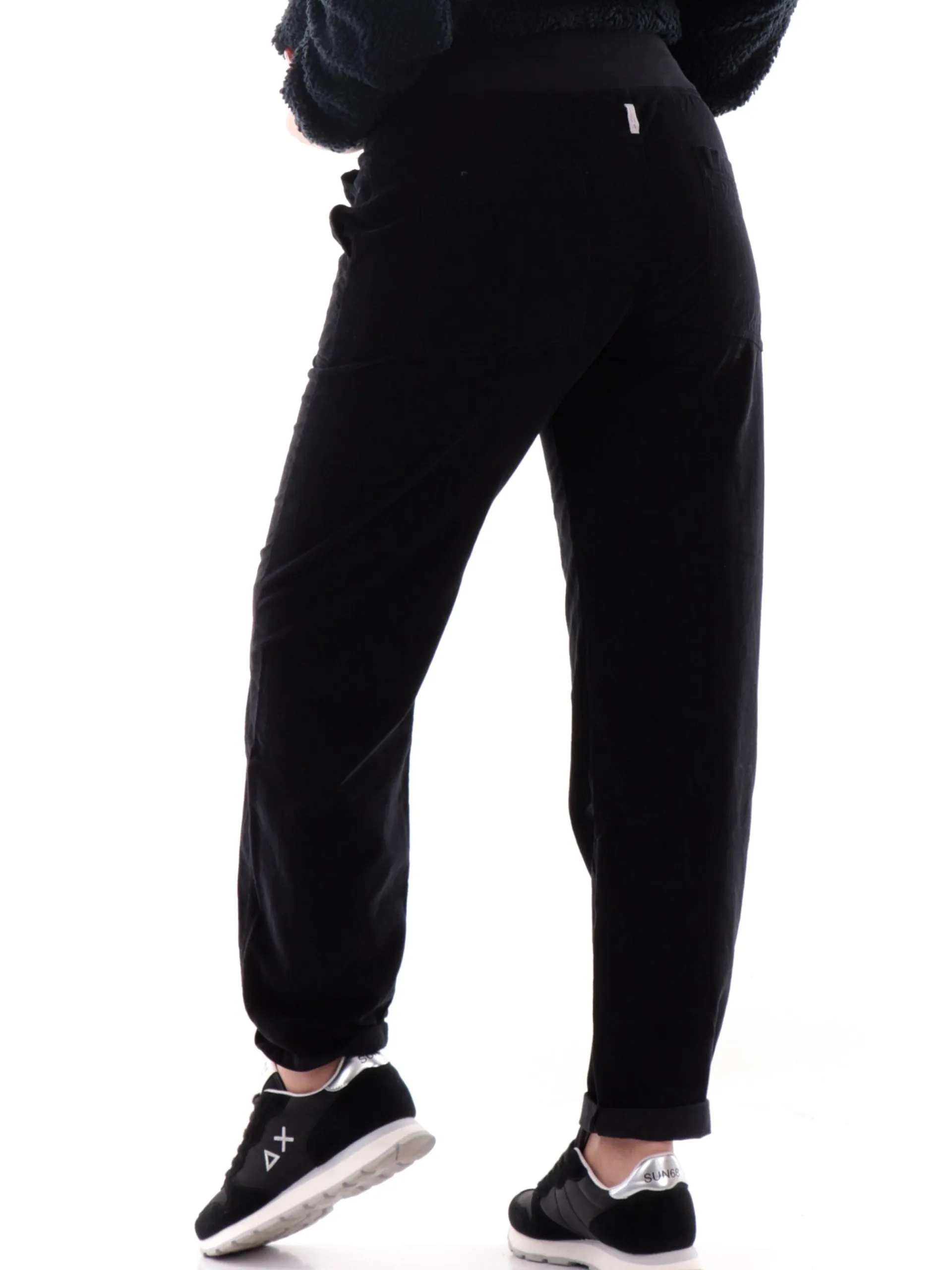 DEHA Pantaloni*Pantaloni tuta neri da donna in velluto A00585