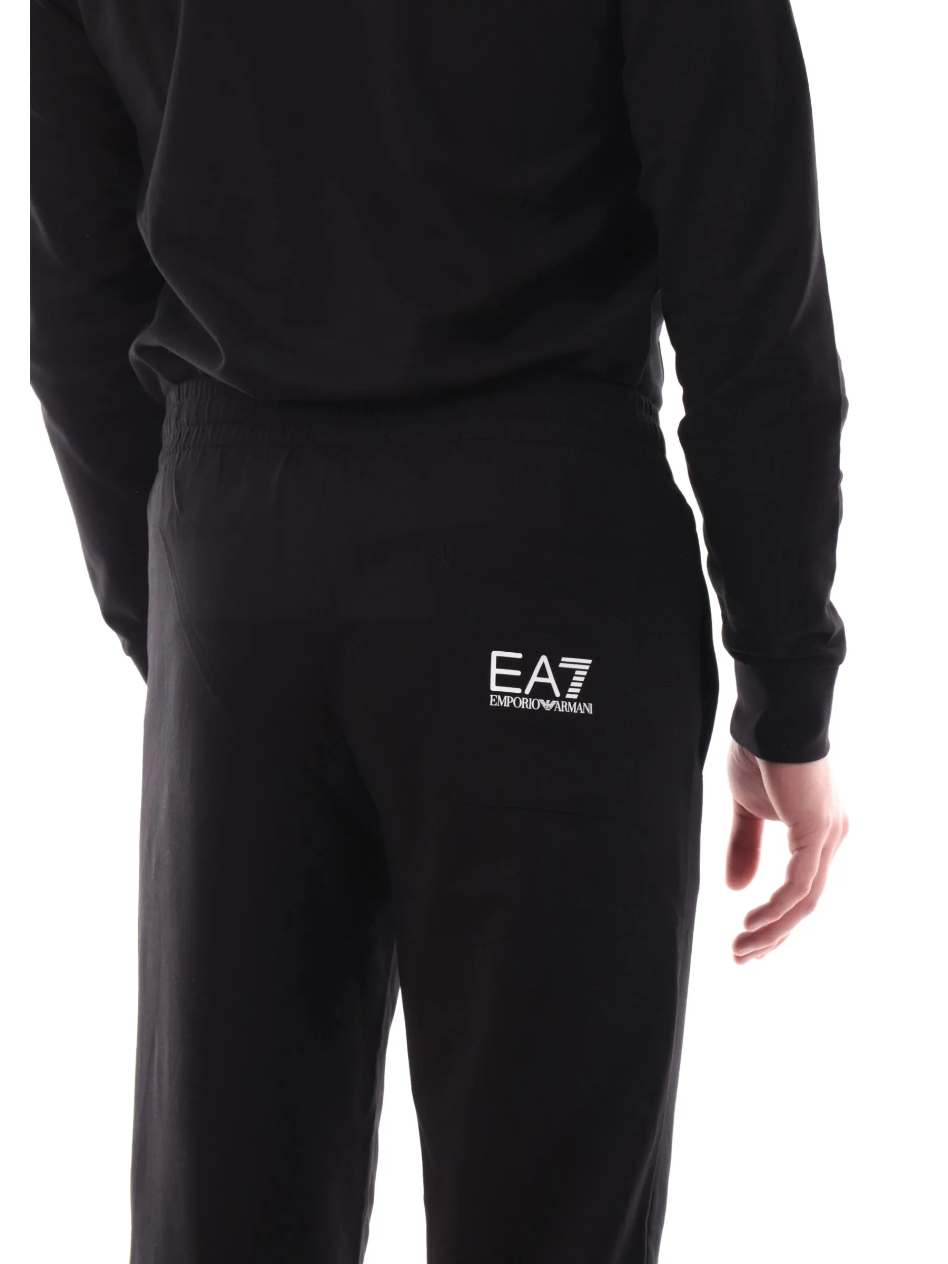 EMPORIO ARMANI 7 Pantaloni*Pantaloni tuta Emporio Armani EA7 neri da uomo logo bianco 7M000571AF13512