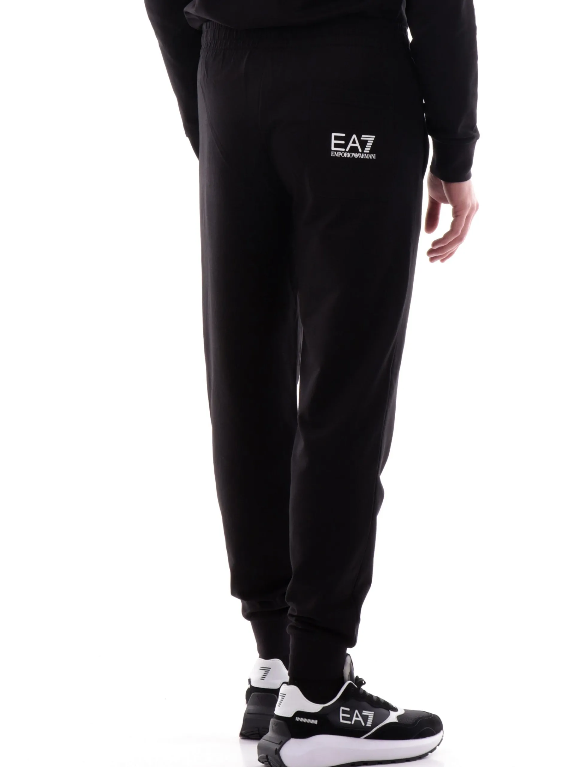 EMPORIO ARMANI 7 Pantaloni*Pantaloni tuta Emporio Armani EA7 neri da uomo logo bianco 7M000571AF13512