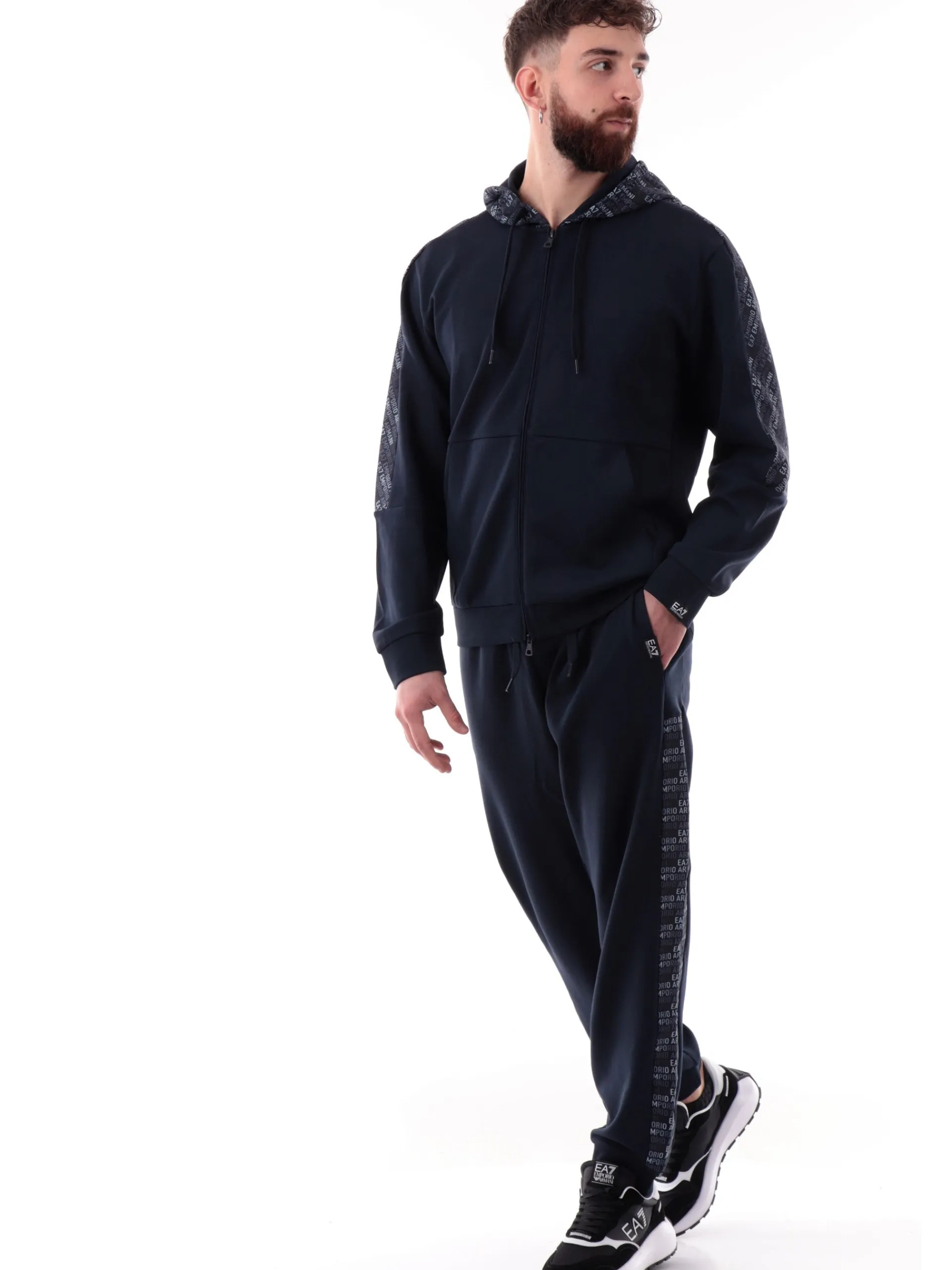 EMPORIO ARMANI 7 Pantaloni*Pantaloni tuta Emporio Armani EA7 blu da uomo bande logate 7M000216AF12660