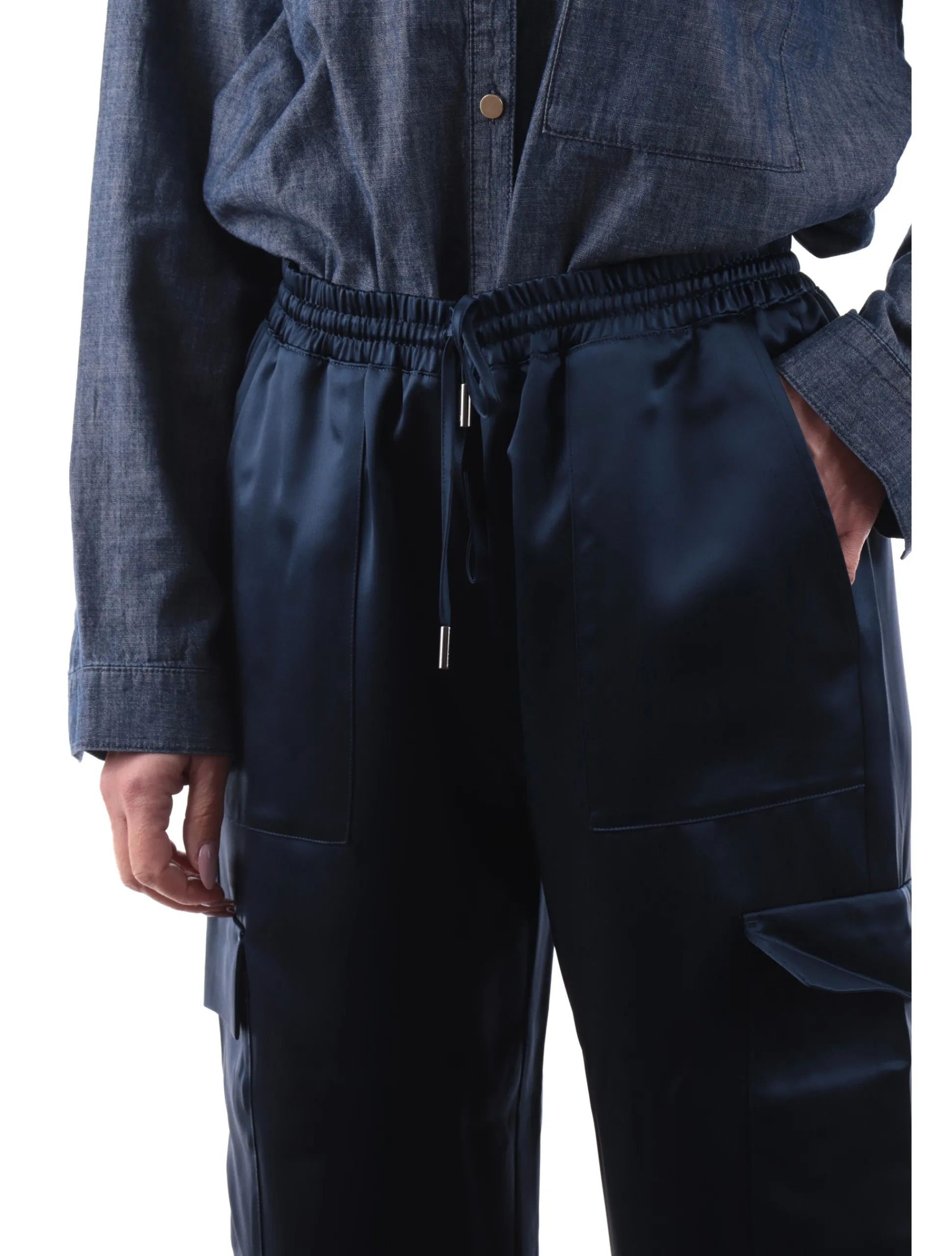GUESS Pantaloni*Pantaloni tuta blu da donna New Marzia Gathered W5GB08WG7C0