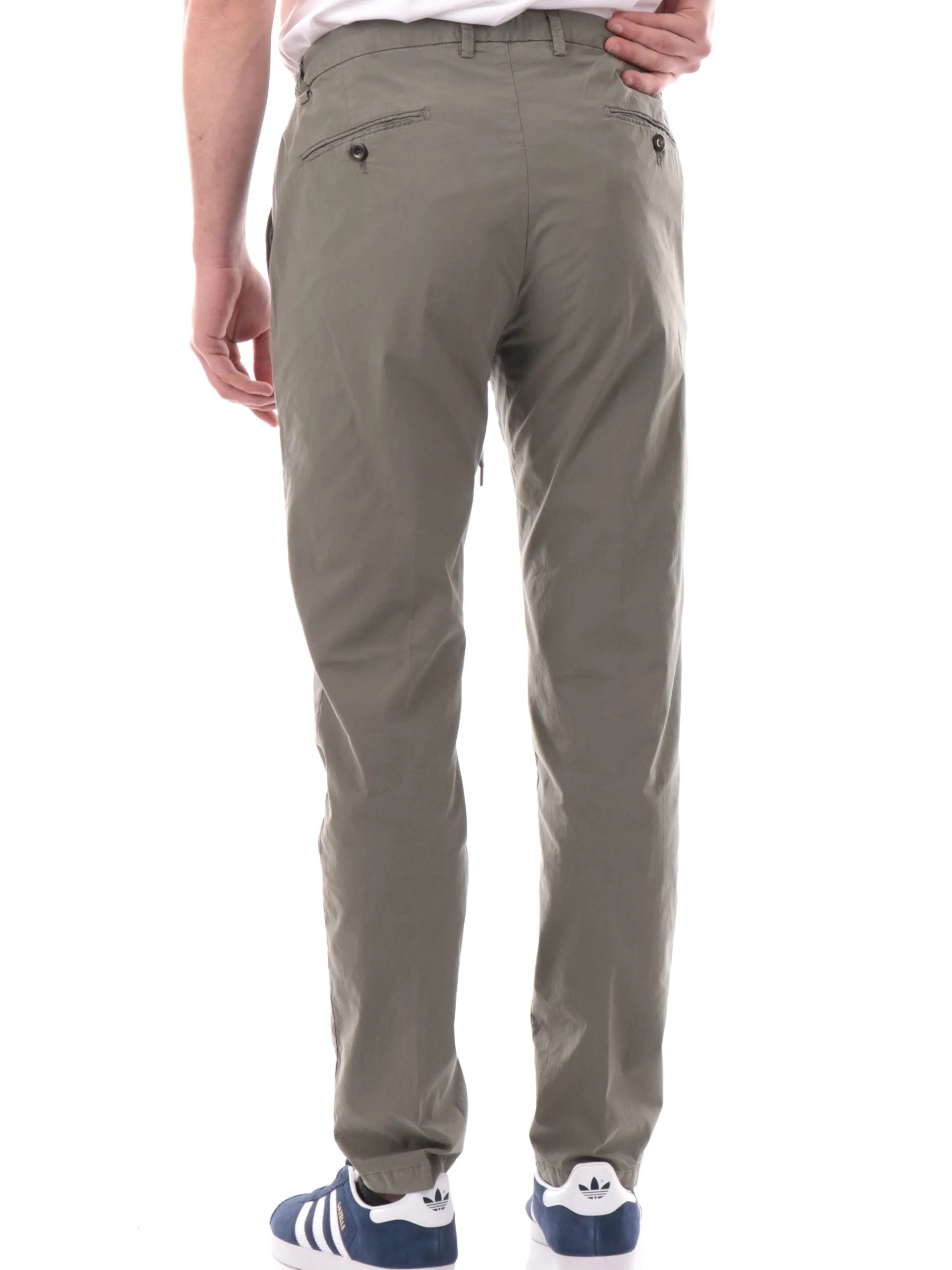 FOUR.TEN Pantaloni*Pantaloni Uomo chino verdi militari con elastico e tasche Popeline cotone 12501072