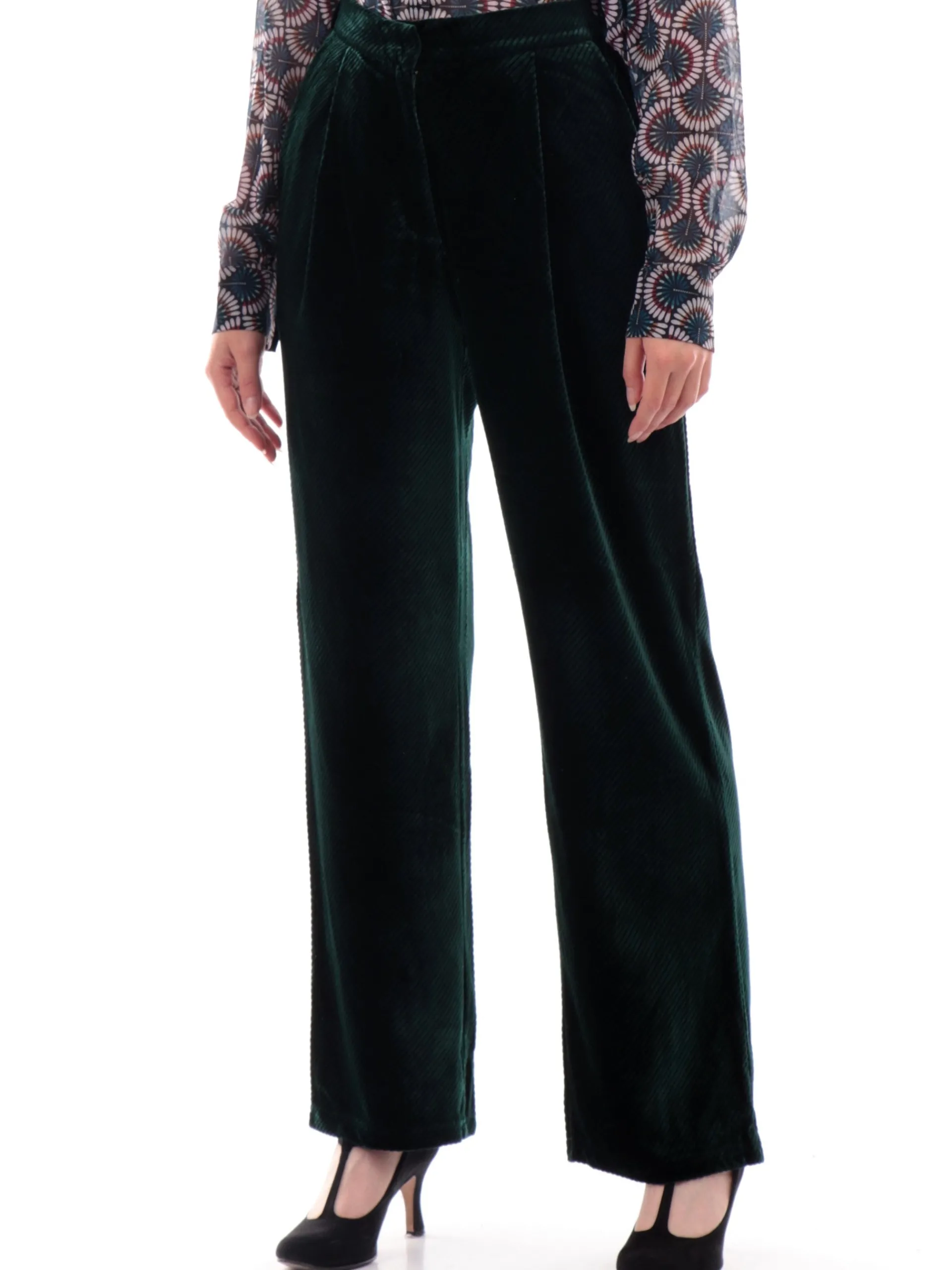 MOLLYBRACKEN Pantaloni*Pantaloni velluto Molly Bracken verdi da donna rigati T1695ACHJD