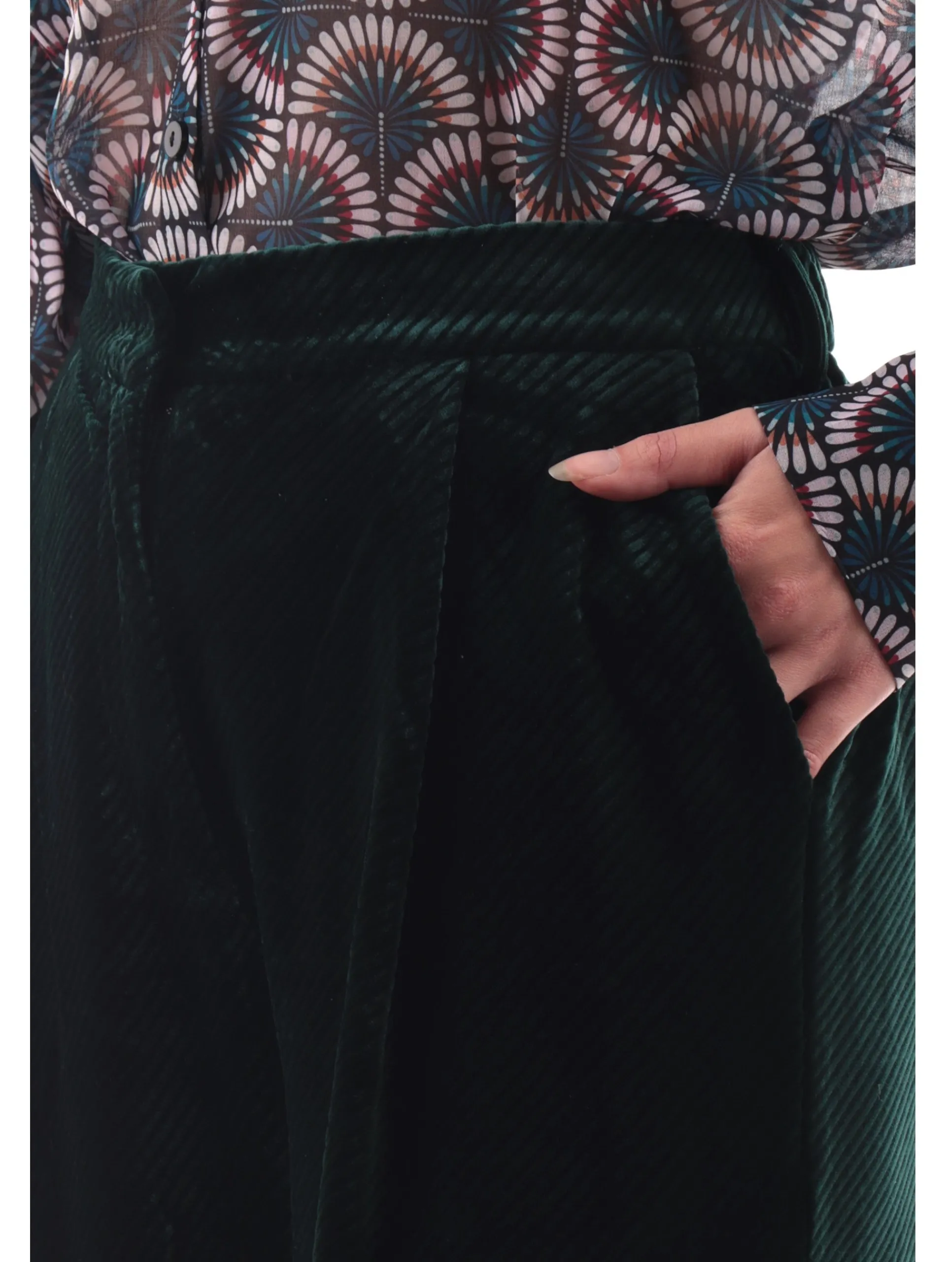 MOLLYBRACKEN Pantaloni*Pantaloni velluto Molly Bracken verdi da donna rigati T1695ACHJD