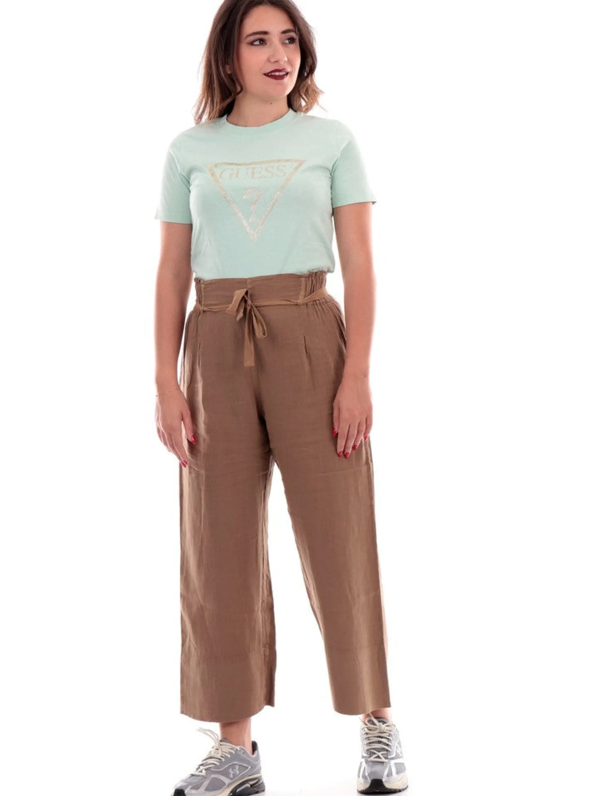 DEHA Pantaloni*Pantaloni vita alta marroni da donna D02565