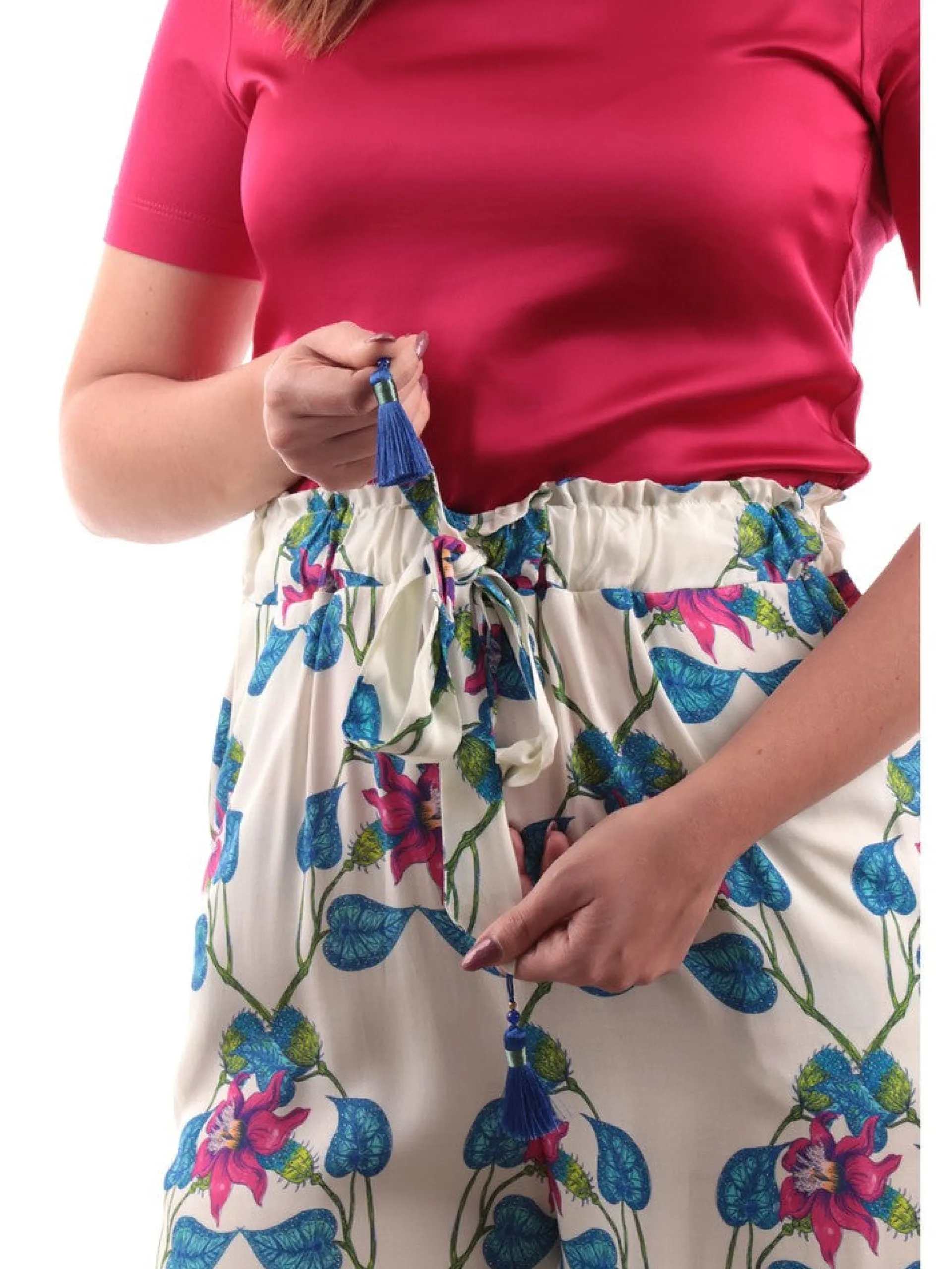 WUSIDE Pantaloni*Pantaloni Wu'Side bianco da donna con fiori 23783