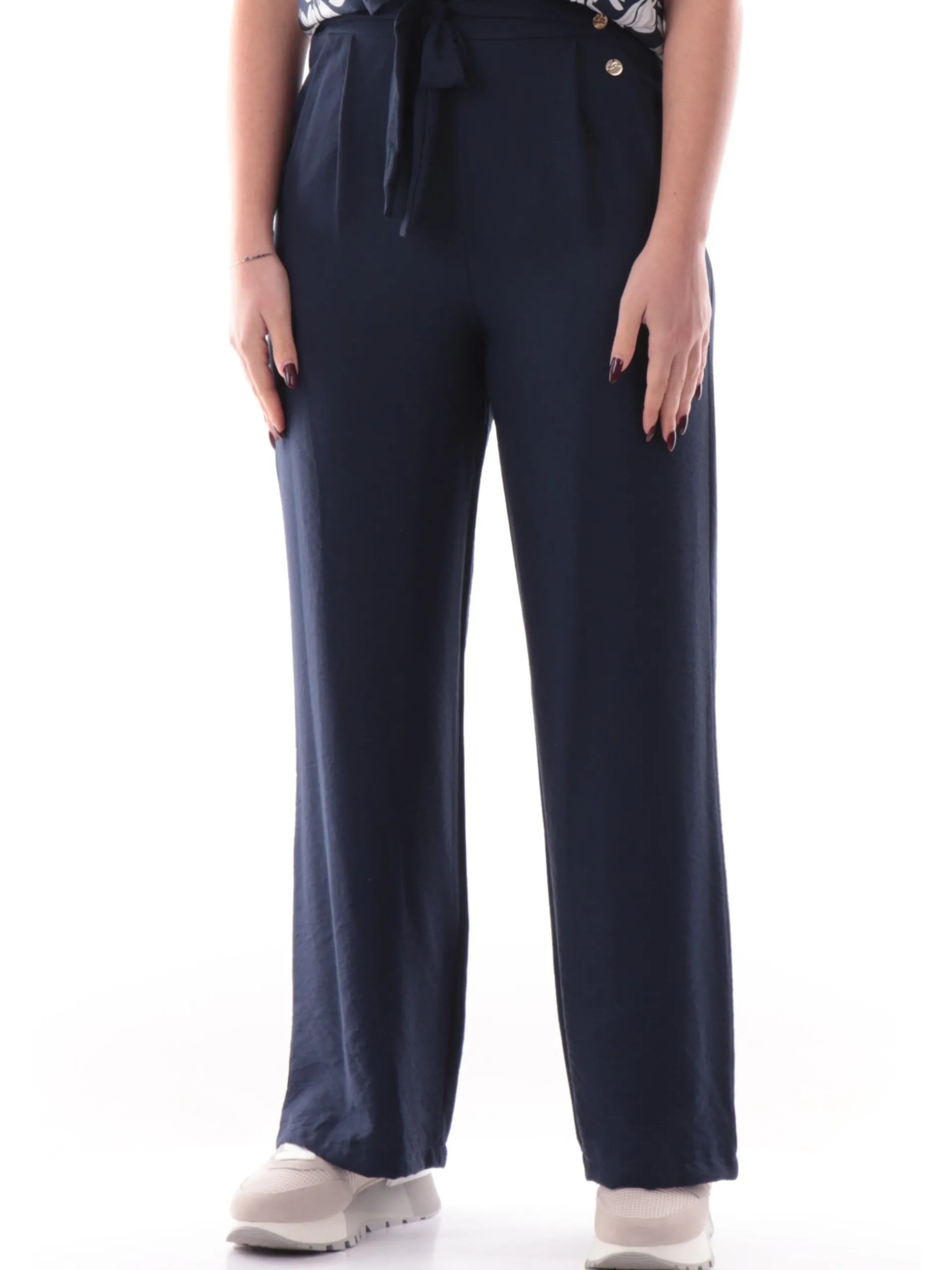 YES ZEE Pantaloni*Pantaloni blu da donna con cintura fissa morbidi P379YV000