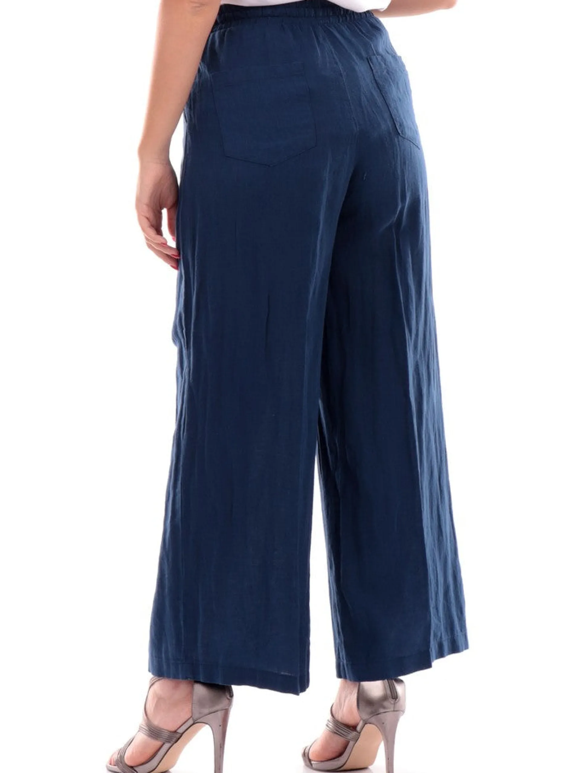 YES ZEE Pantaloni*Pantaloni blu da donna in lino P398J4000