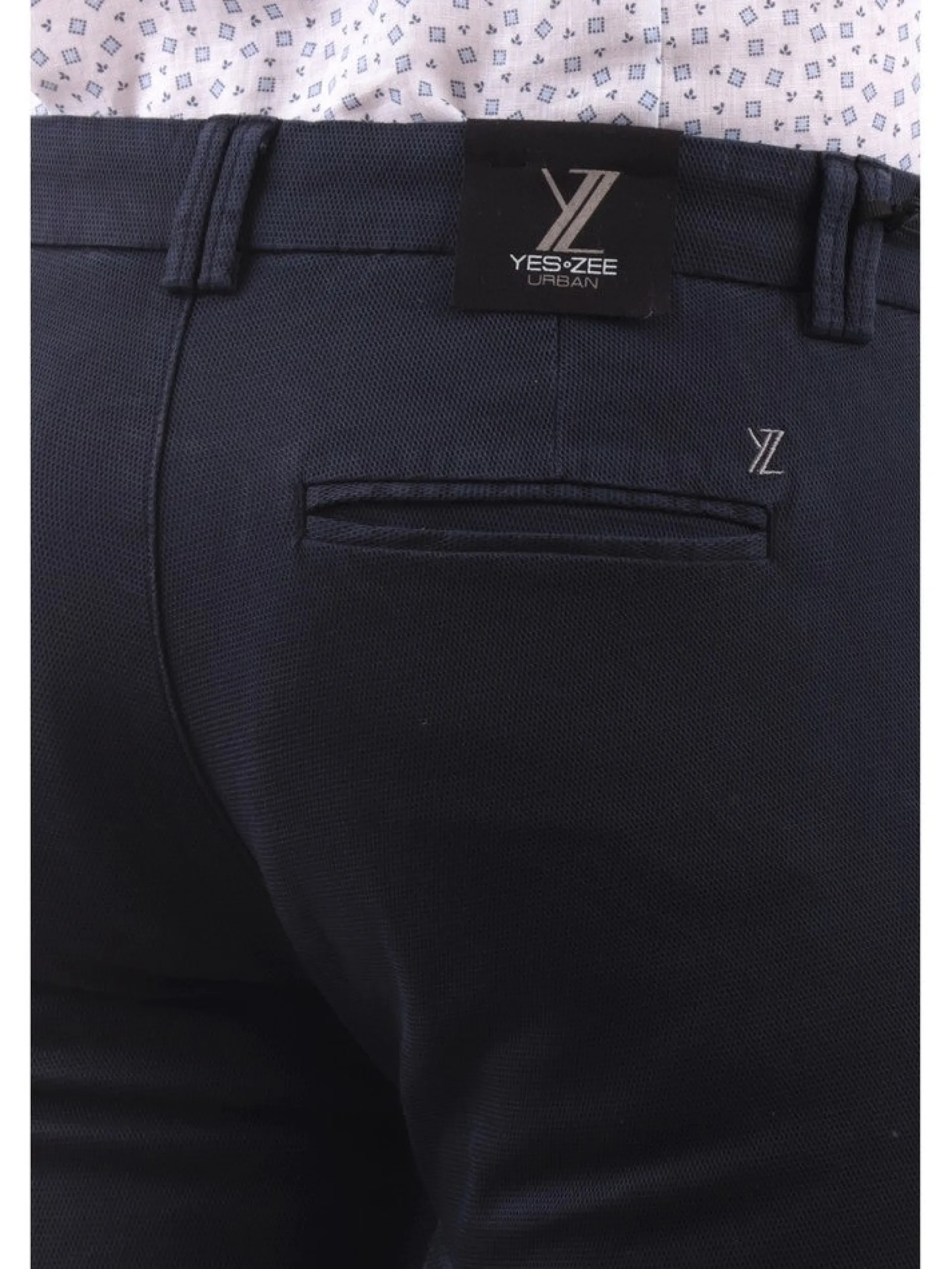 YES ZEE Pantaloni*Pantaloni blu da uomo Nido D'Ape P630FE000