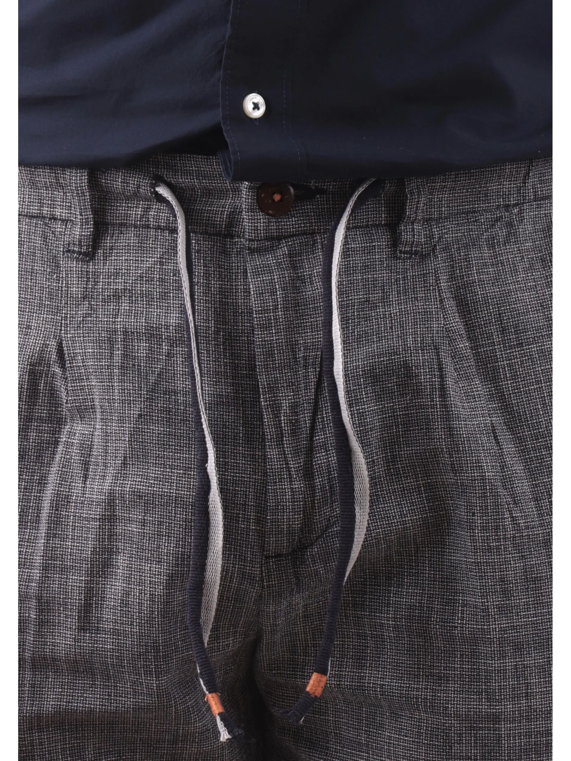 YES ZEE Pantaloni*Pantaloni grigi rigati da uomo con tasche e laccetti regolabili P670PF00
