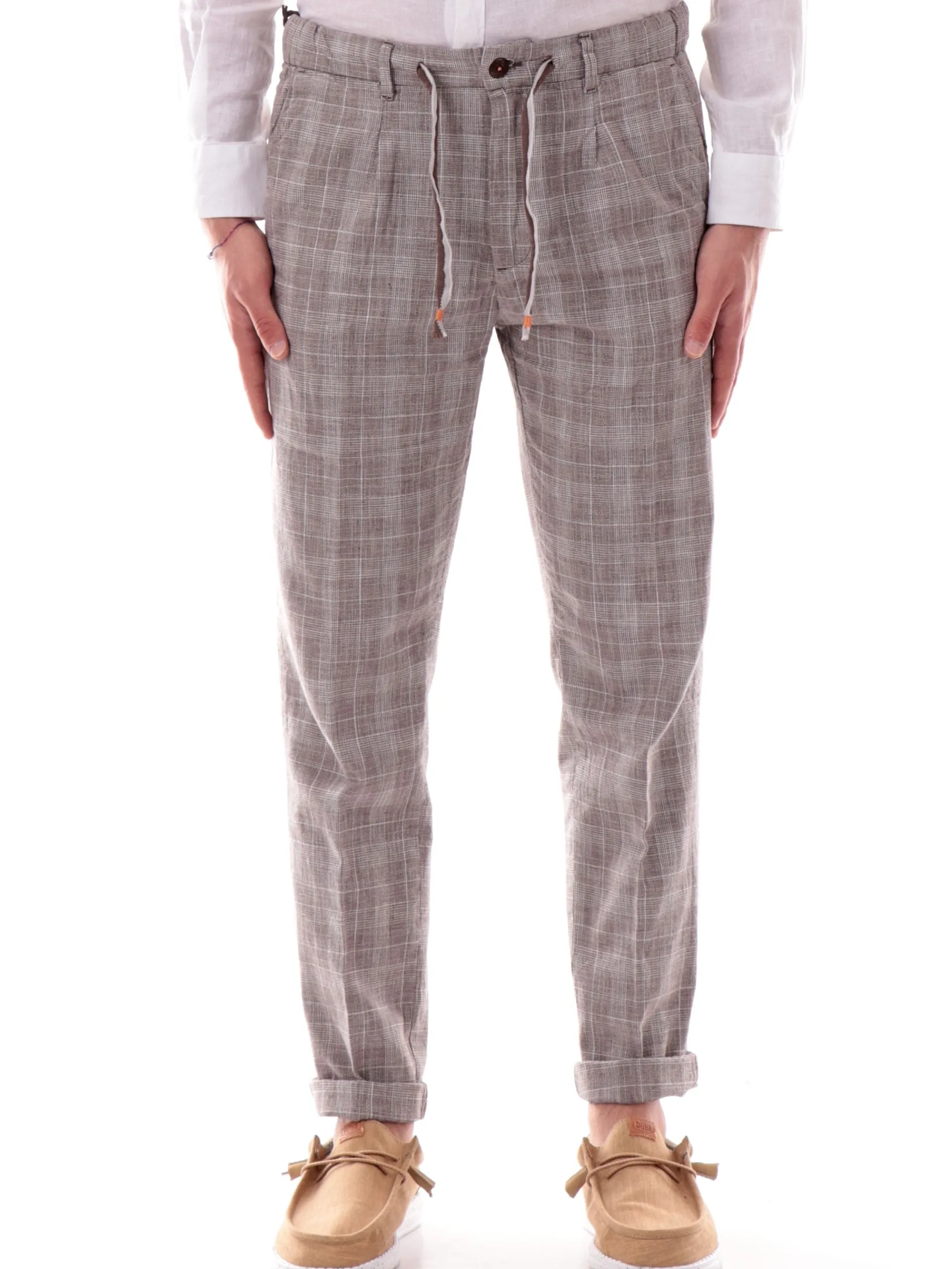 YES ZEE Pantaloni*Pantaloni grigi rigati da uomo con tasche e laccetti regolabili P670PA00