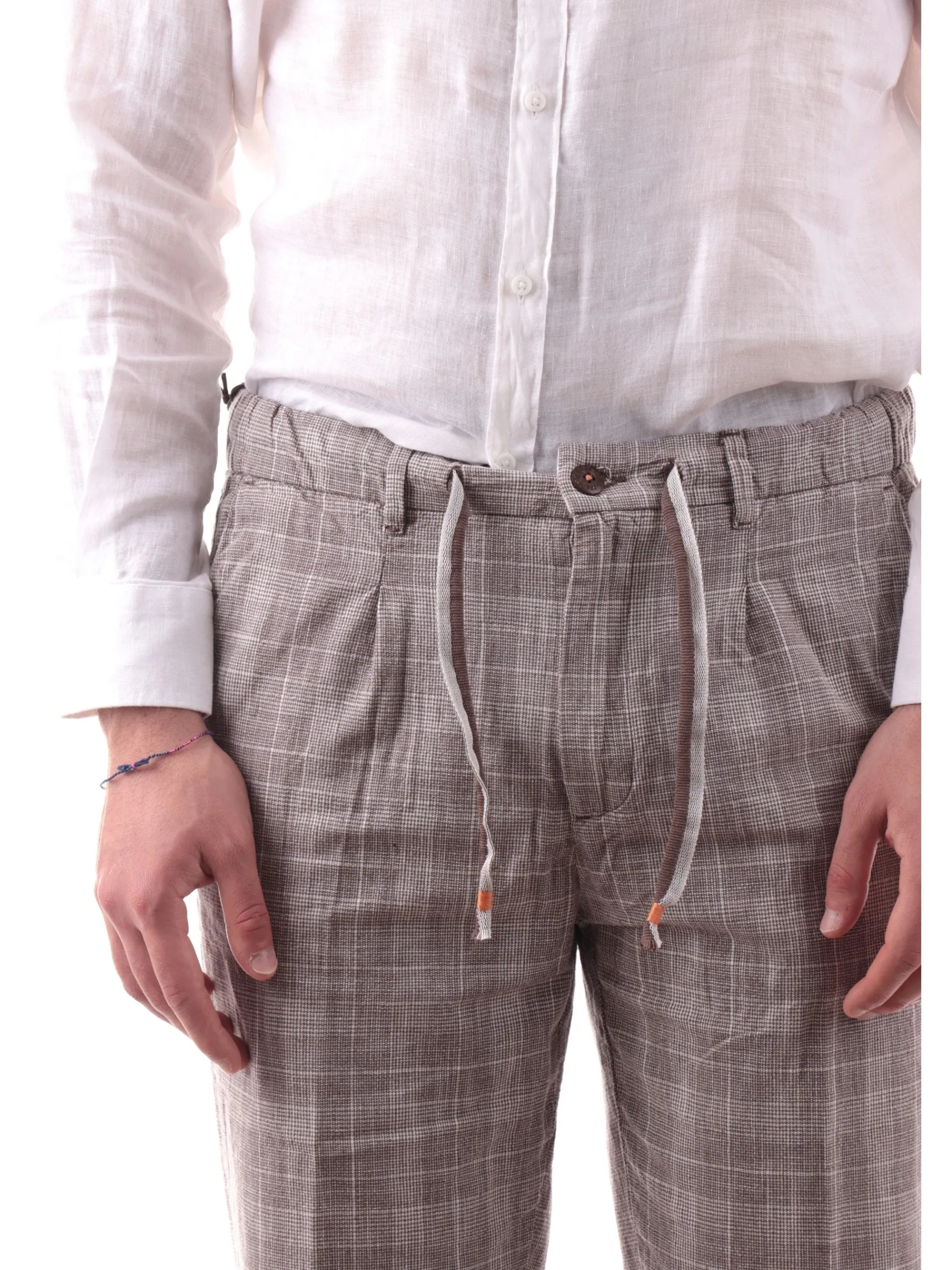 YES ZEE Pantaloni*Pantaloni grigi rigati da uomo con tasche e laccetti regolabili P670PA00