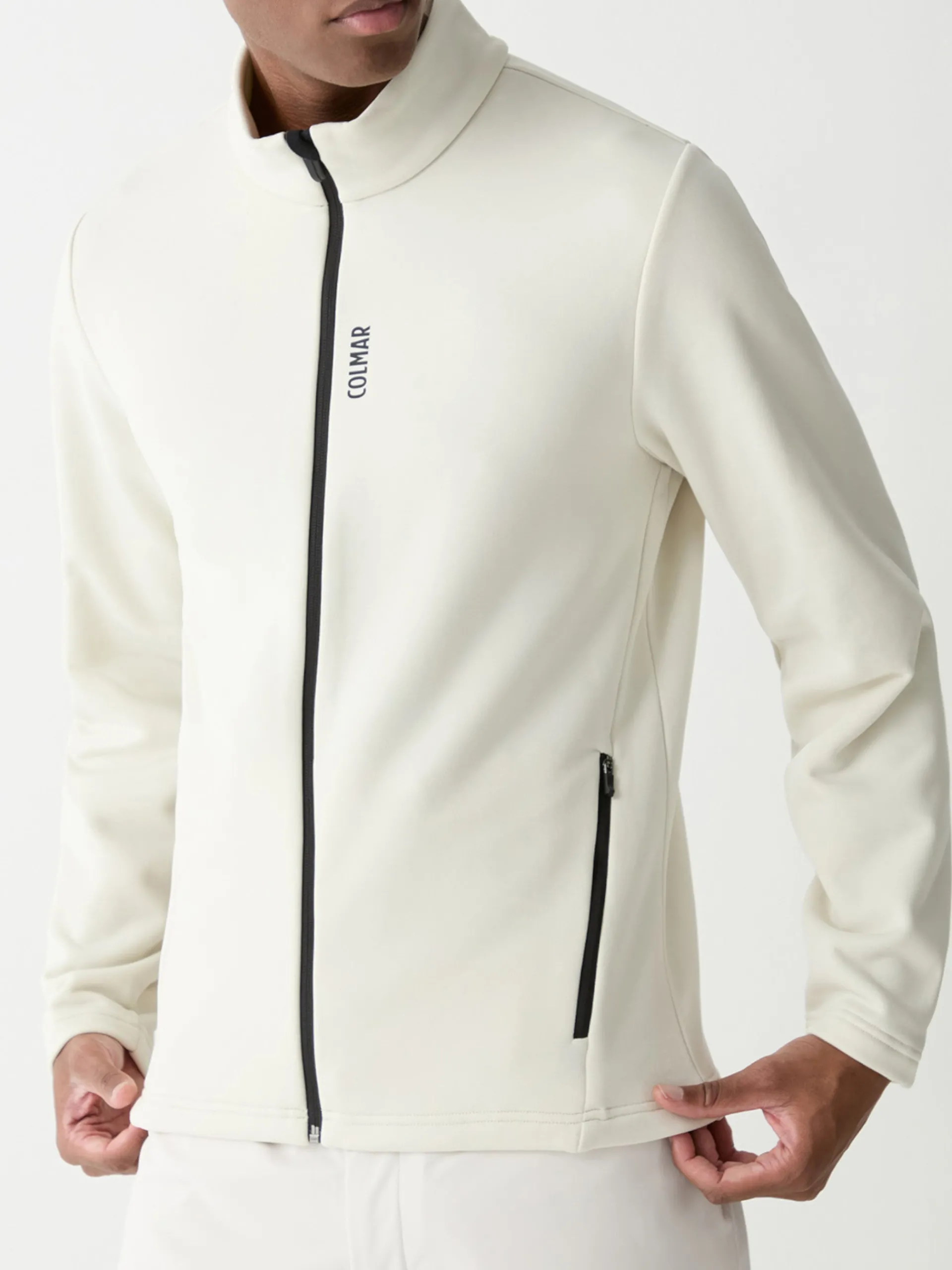 COLMAR NEVE E OUTDOOR Abbigliamento|Maglie*Pile neve Colmar bianco avorio da uomo full zip collo alto