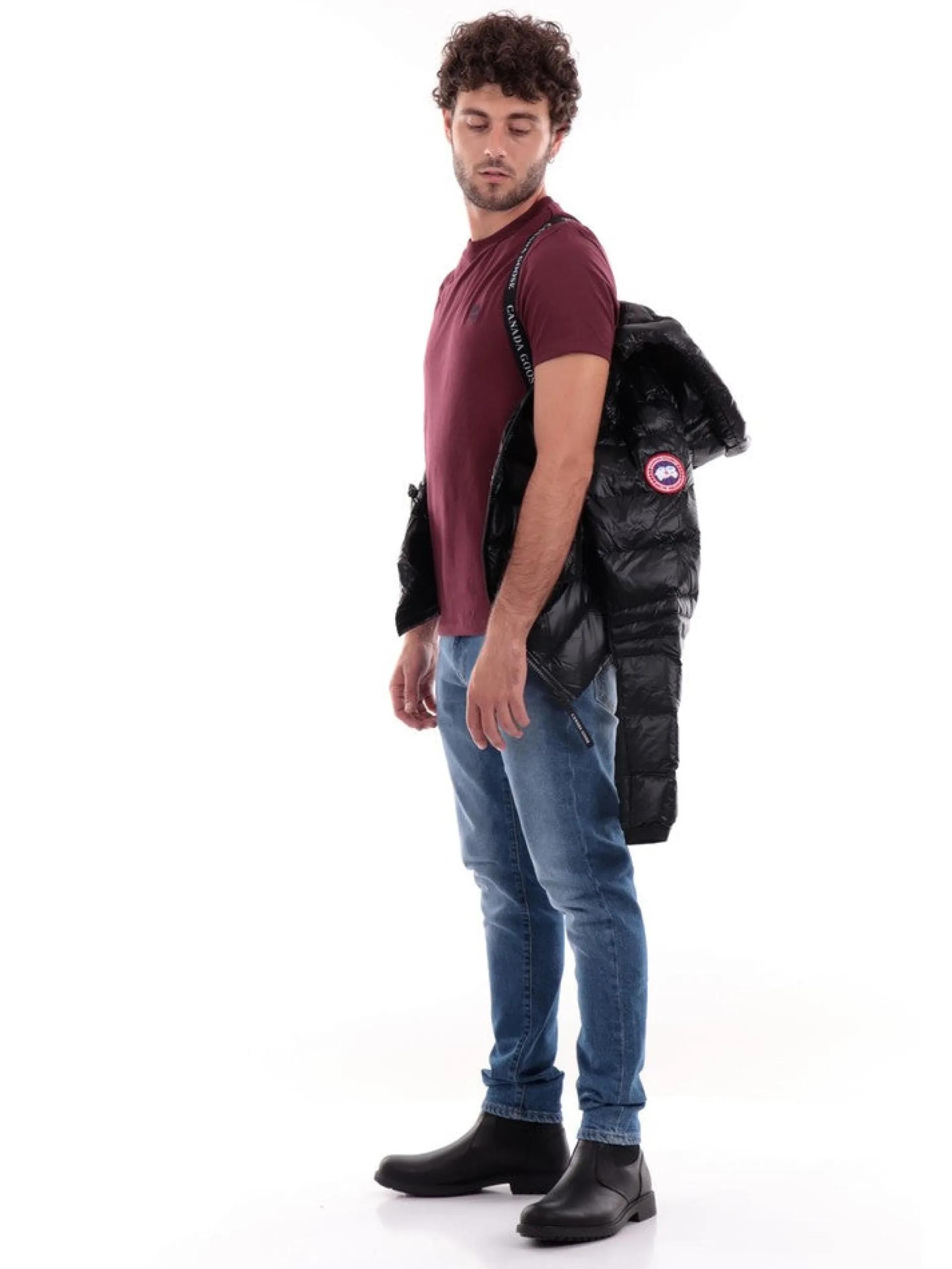 CANADA GOOSE Giubbini*Piumino Crofton Nero Lucido da Uomo 2227M61