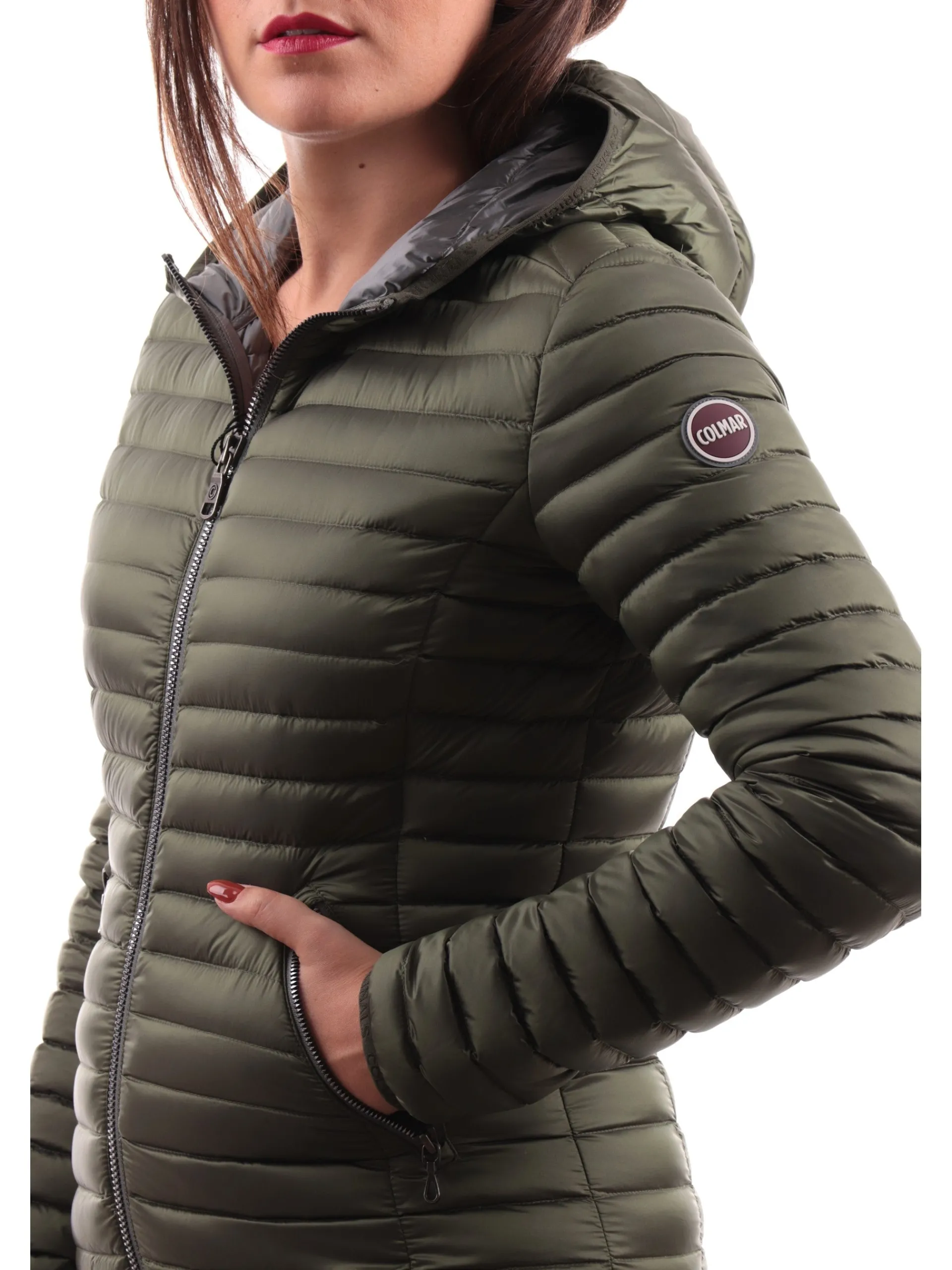 COLMAR Giubbini*Piumino verde militare da donna con cappuccio 2224P2YO