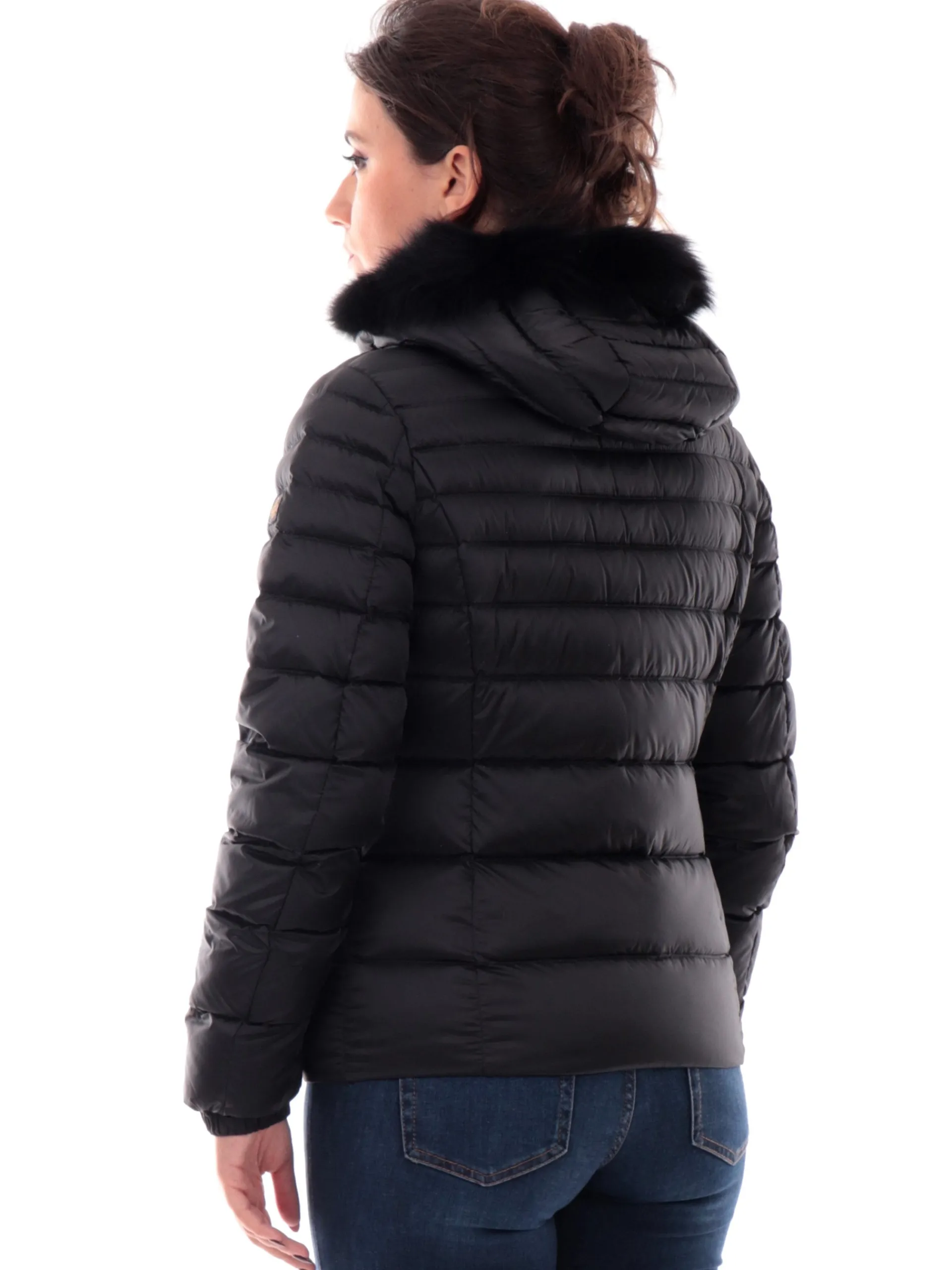 REFRIGIWEAR Giubbini*Piumino Mead Fur nero da donna con pelliccia W97618