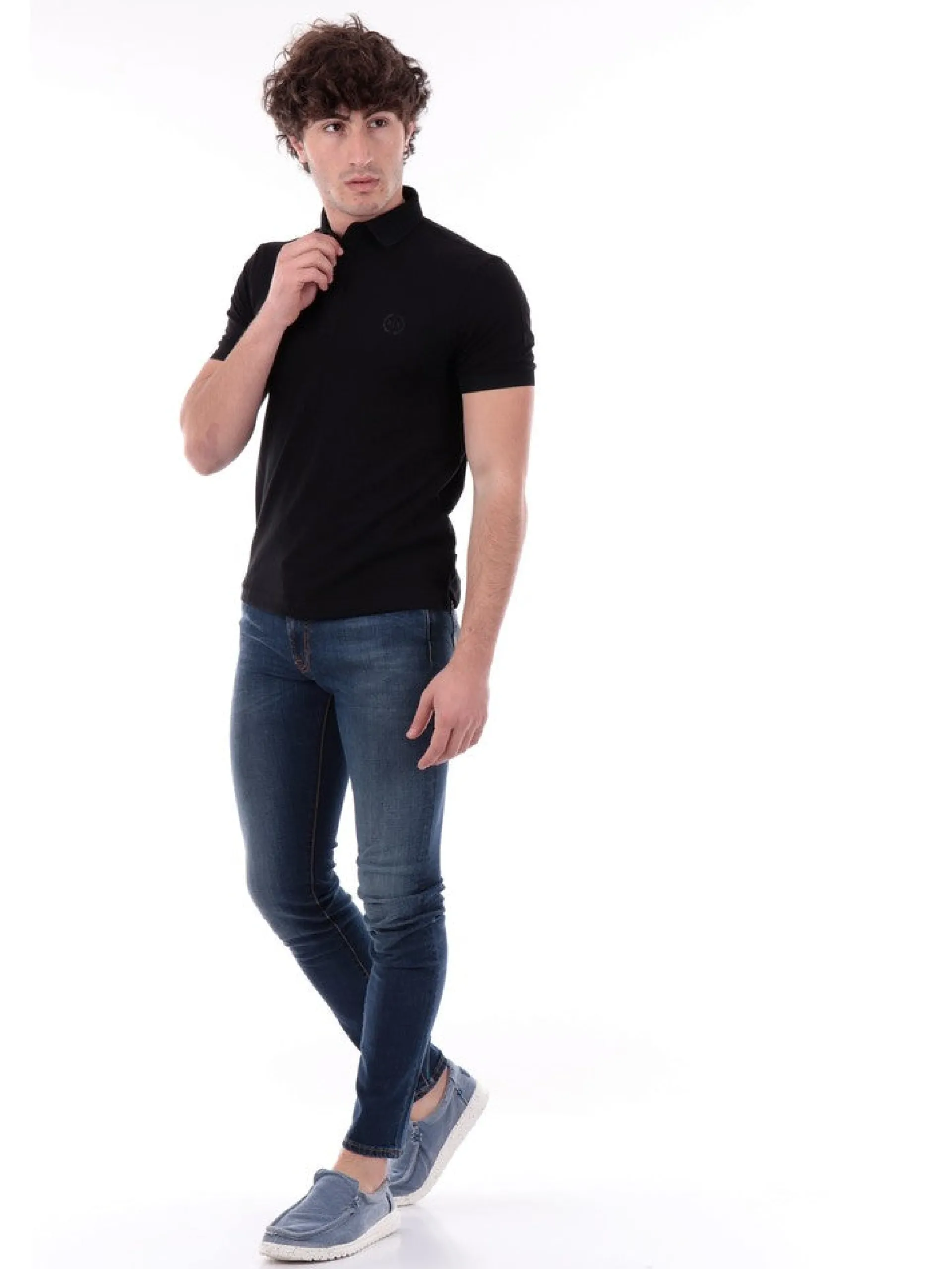 ARMANI EXCHANGE Polo*Polo AX celeste da uomo logo AX gommato 8NZF91ZJ81Z