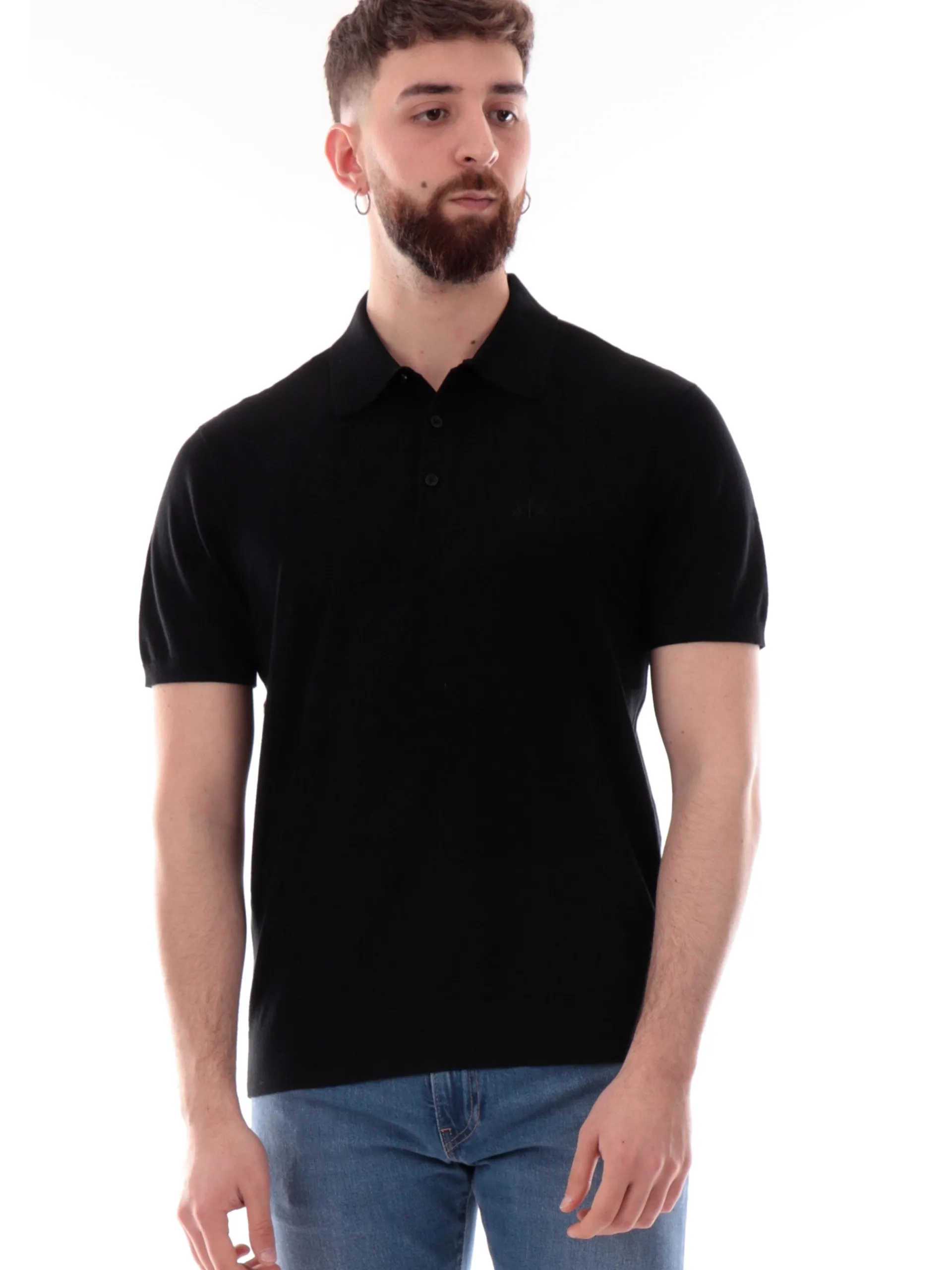 ARMANI EXCHANGE Polo*Polo AX nera da uomo logo AX ricamato 8NZF5DZM3JZ