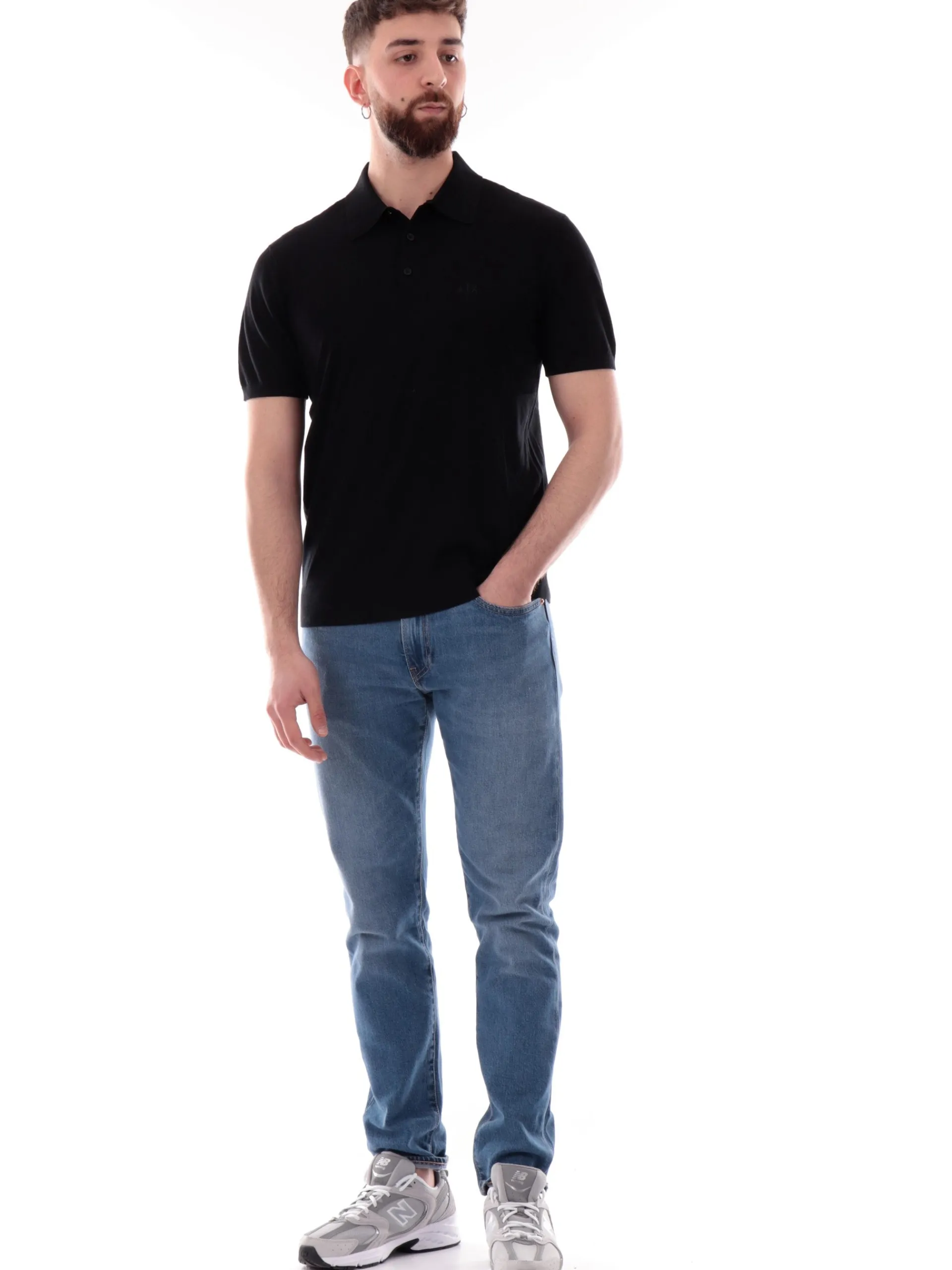 ARMANI EXCHANGE Polo*Polo AX nera da uomo logo AX ricamato 8NZF5DZM3JZ