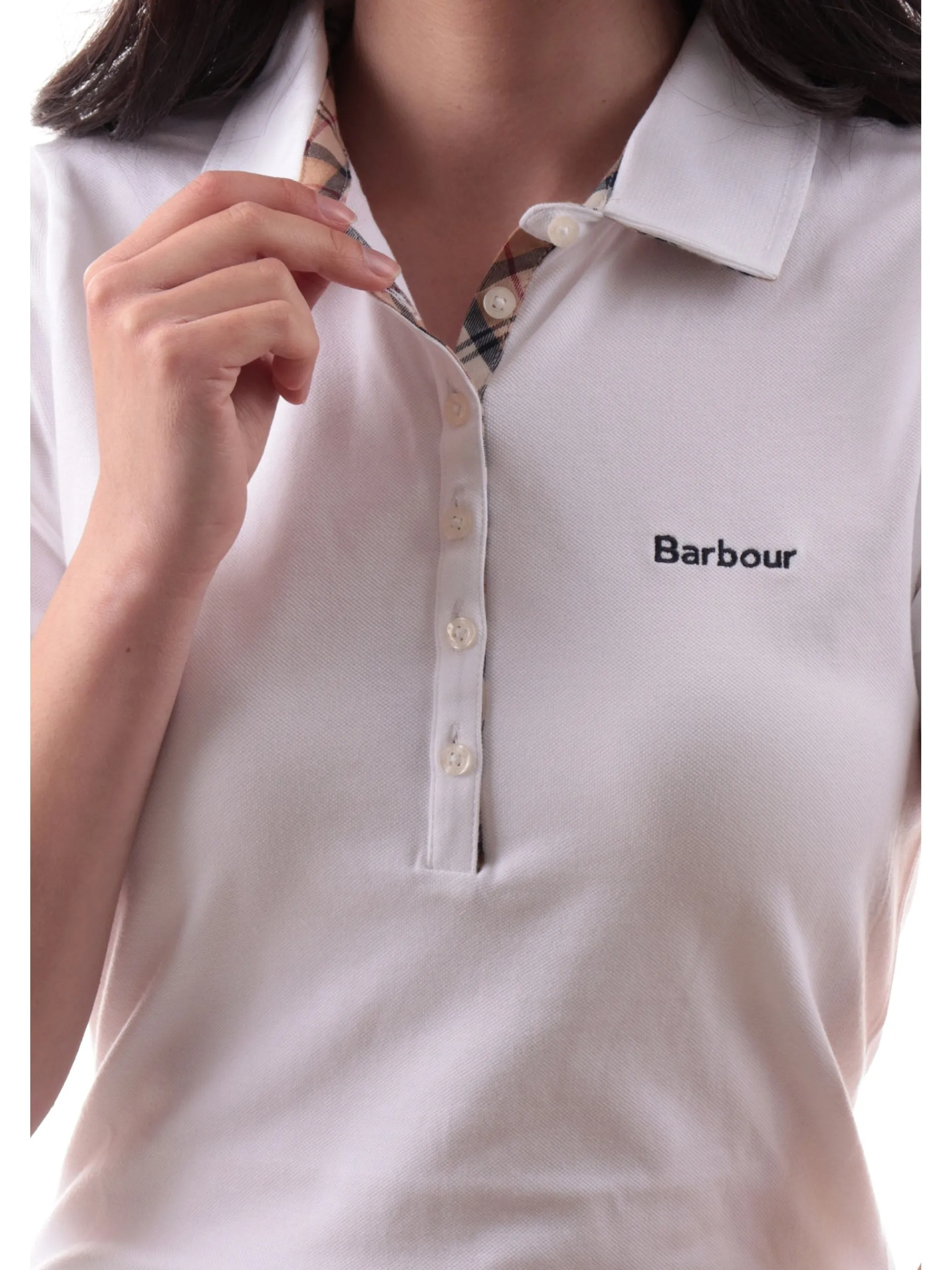 BARBOUR Polo*Polo bianca da donna Portsdown Top logo ricamato LML0634