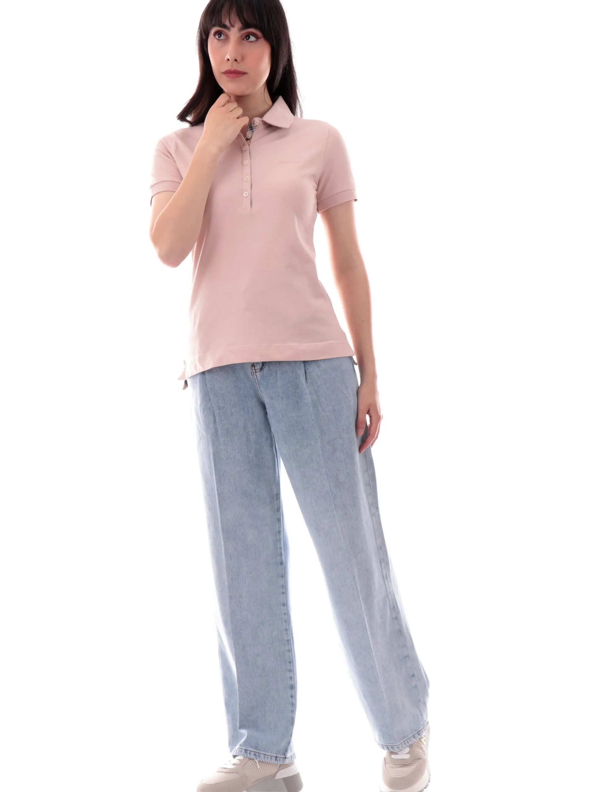 BARBOUR Polo*Polo rosa da donna Portsdown Top logo ricamato LML0634