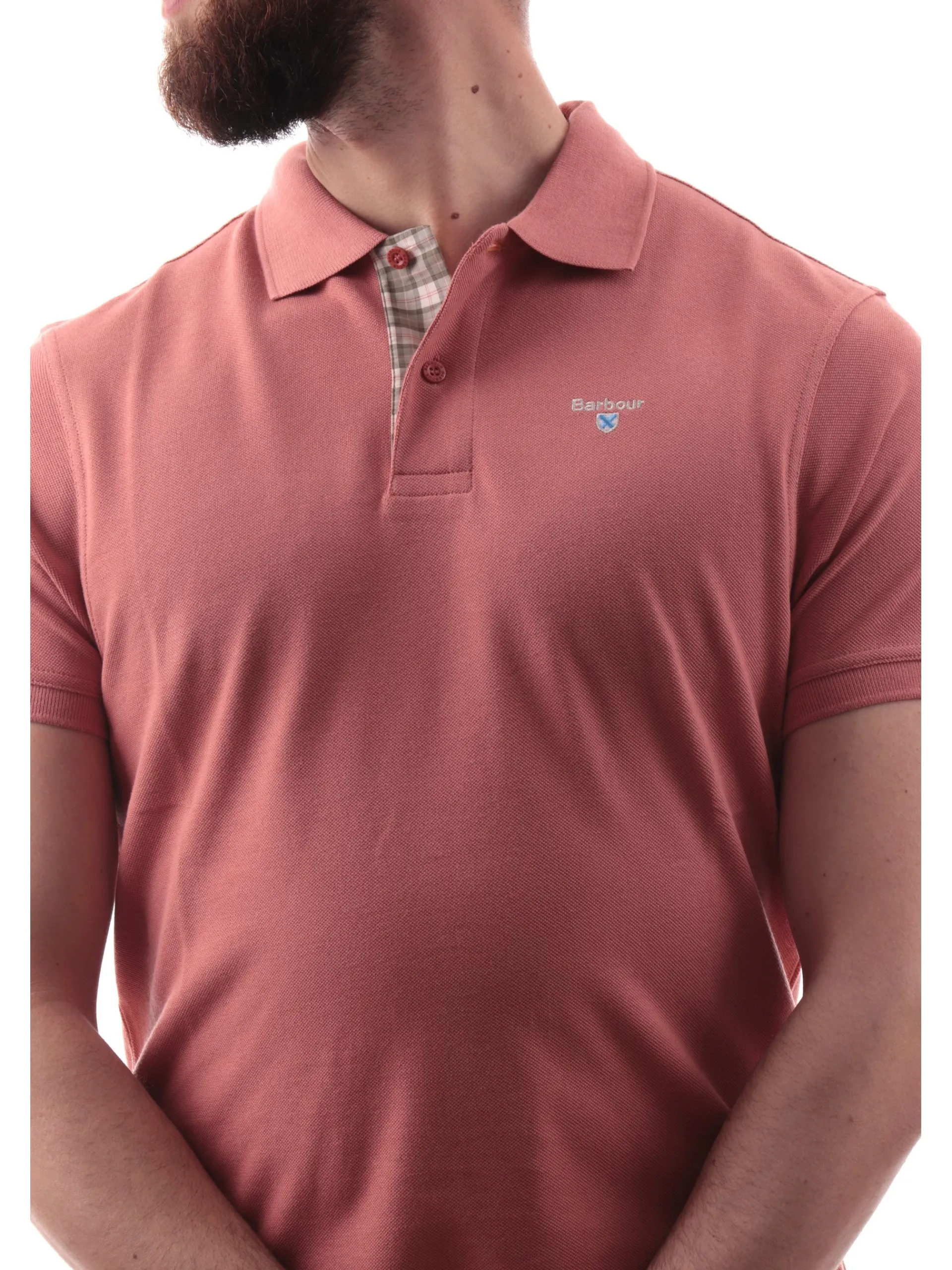 BARBOUR Polo*Polo rosa salmone da uomo Tartan Pique MML0012