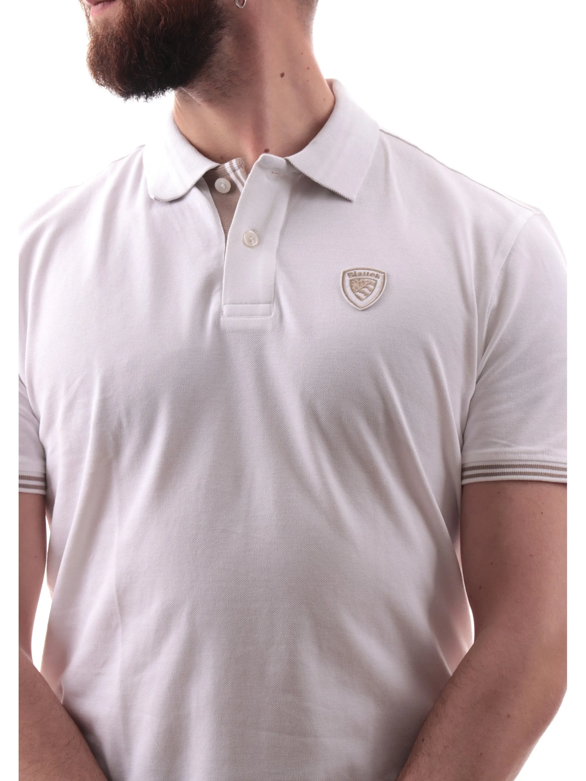 BLAUER Polo*Polo bianca Oakland da uomo patch ricamato T02306006801