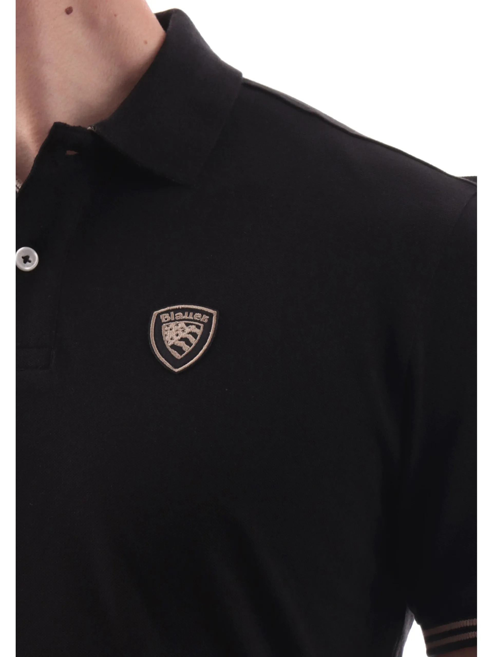 BLAUER Polo*Polo nera Oakland da uomo patch ricamato T02306006801