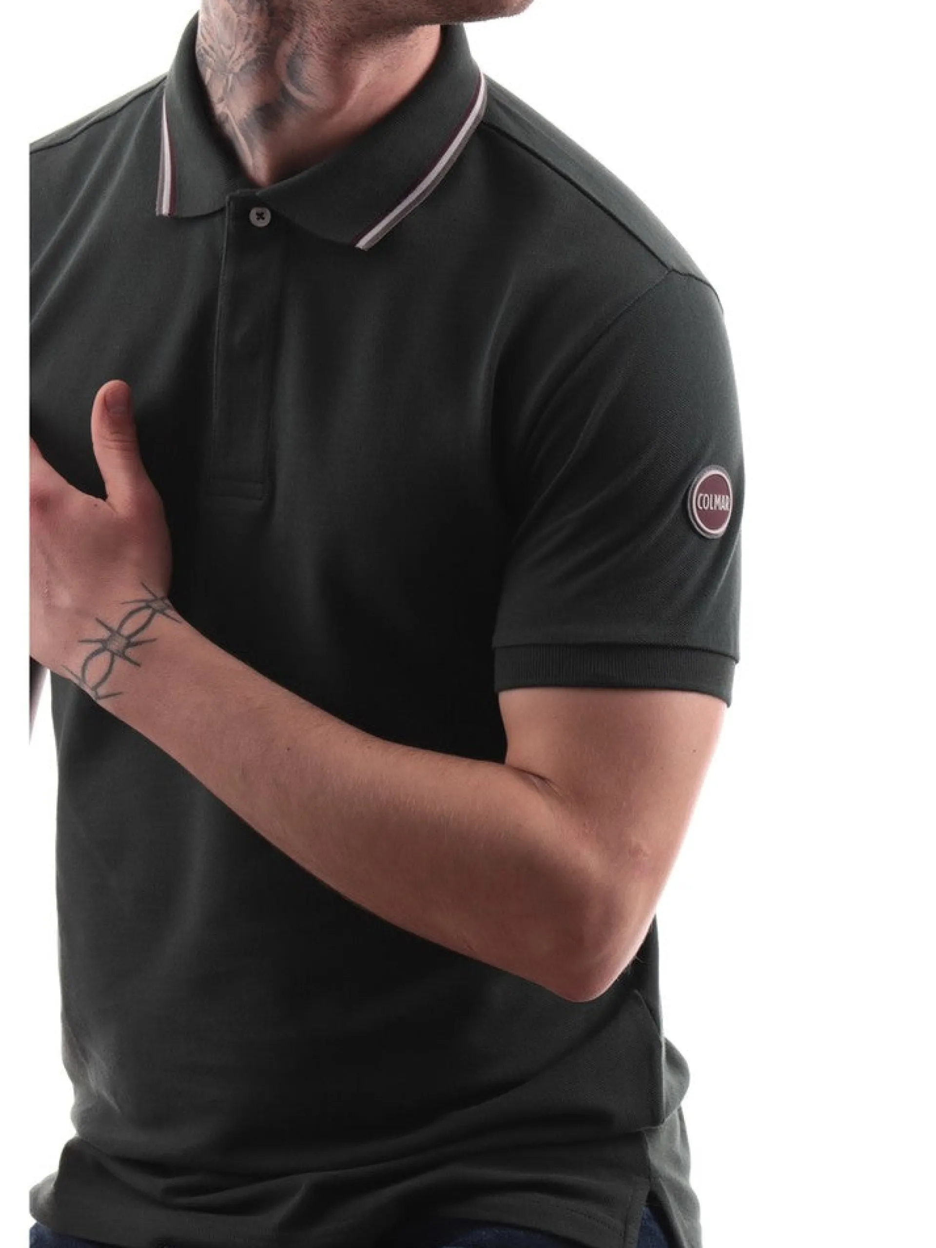COLMAR Polo*Polo uomo Verde militare logo patch gommato 7663R7XH