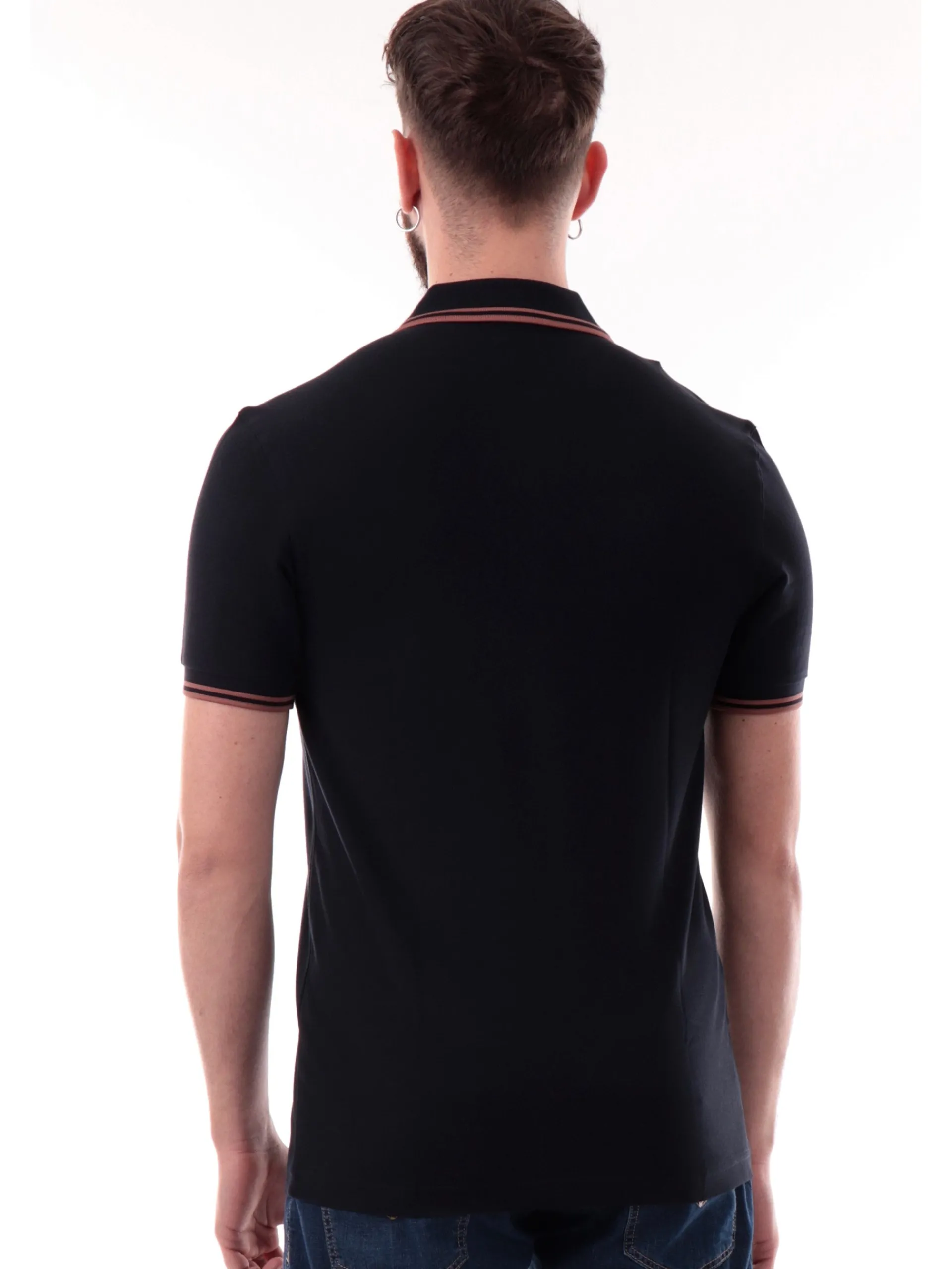 FRED PERRY Polo*Polo blu da uomo bande bronzo Twin Tipped M3600