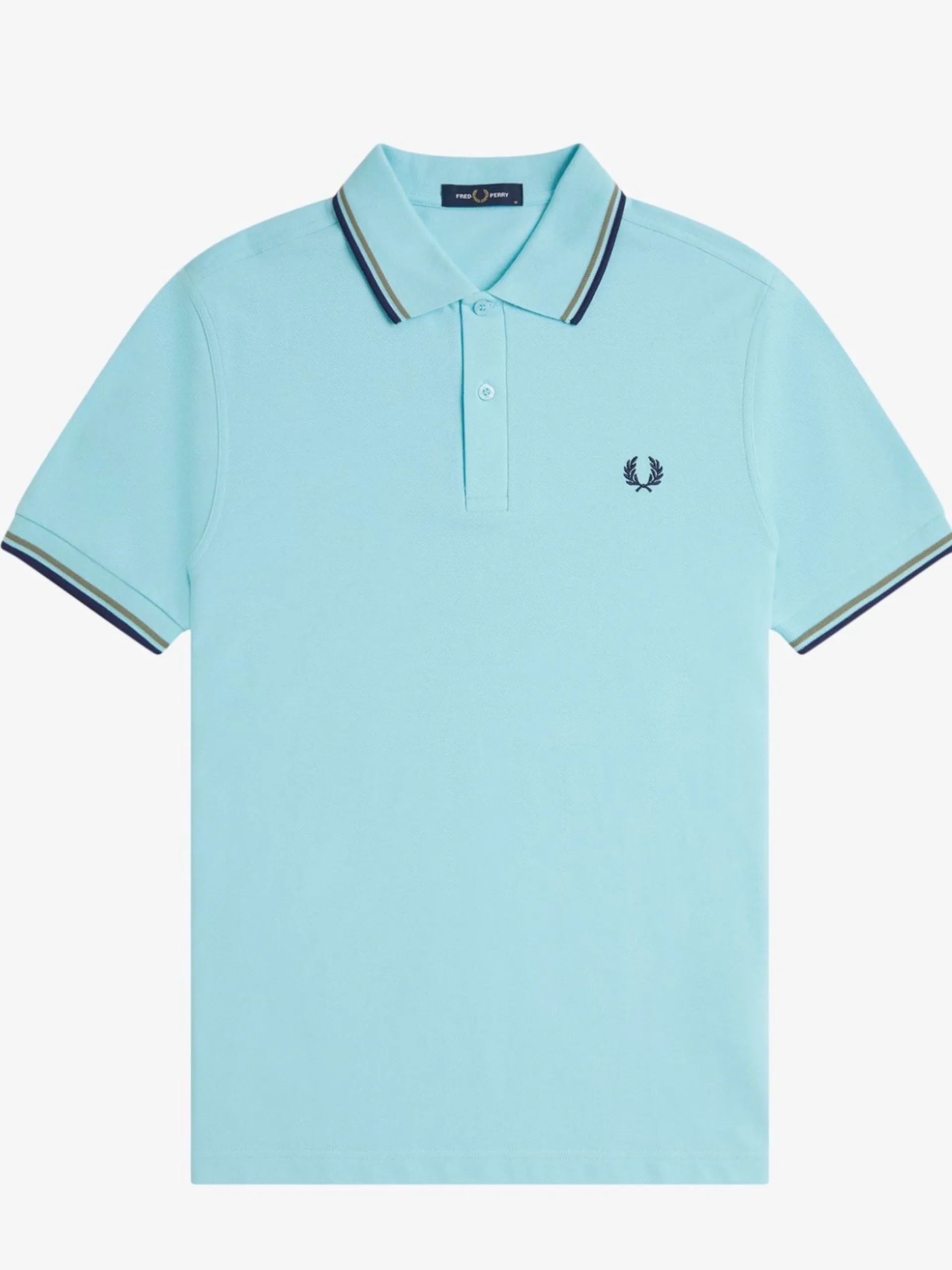 FRED PERRY Polo*Polo celeste da uomo inserti oro e blu Twin Tipped M3600