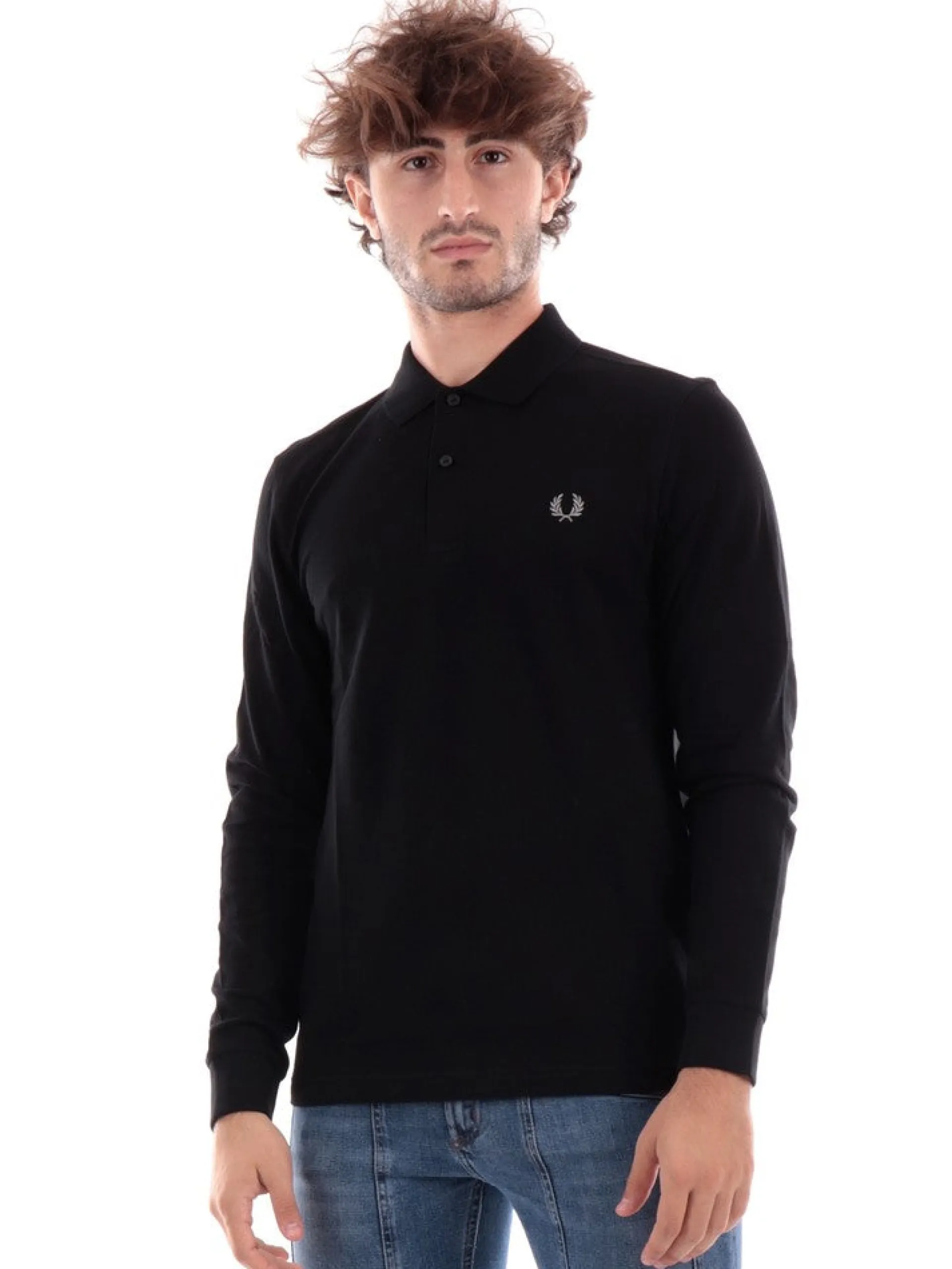 FRED PERRY Polo*Polo Maniche Lunghe nera plain Shirt M6006
