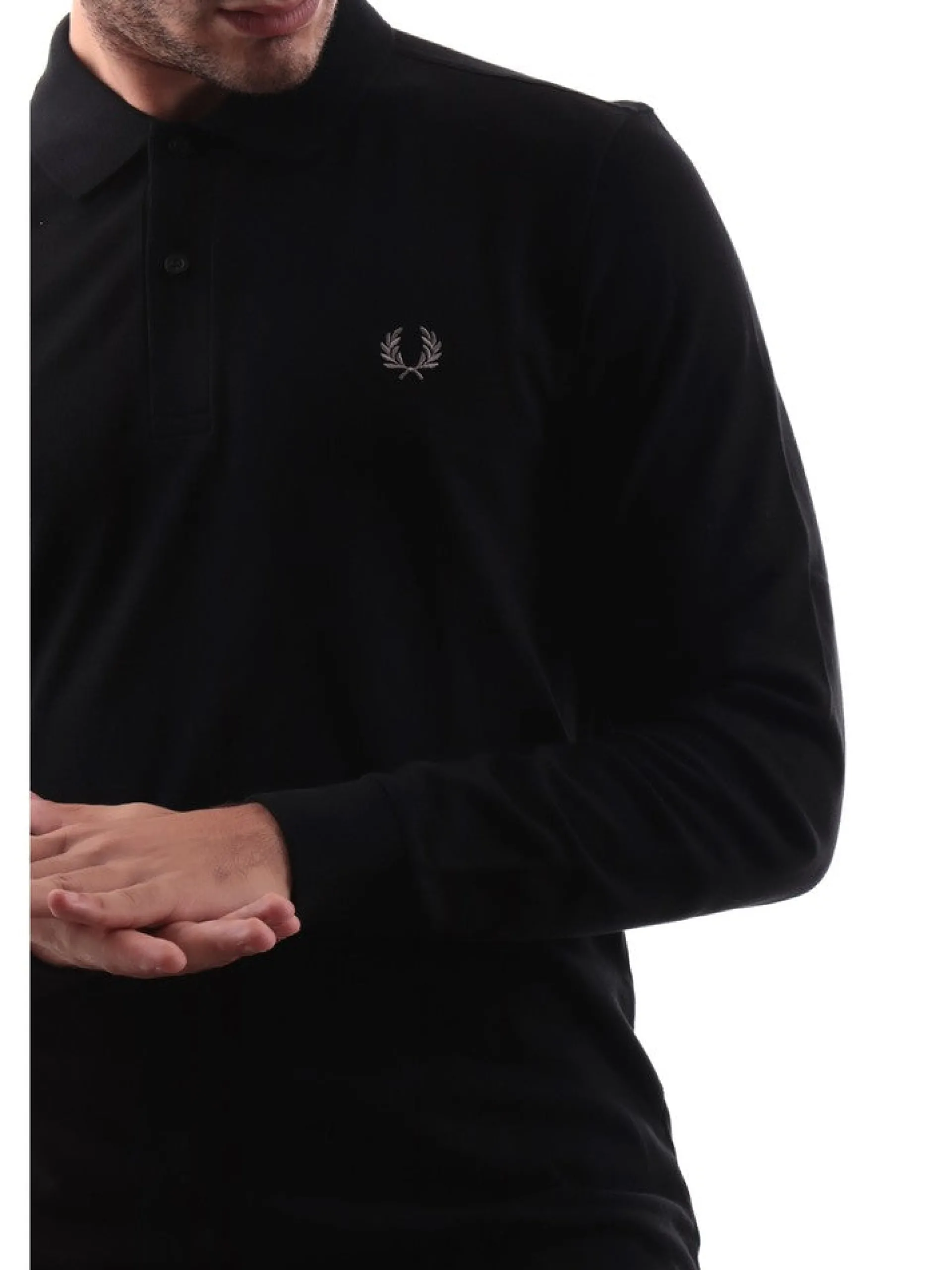 FRED PERRY Polo*Polo Maniche Lunghe nera plain Shirt M6006